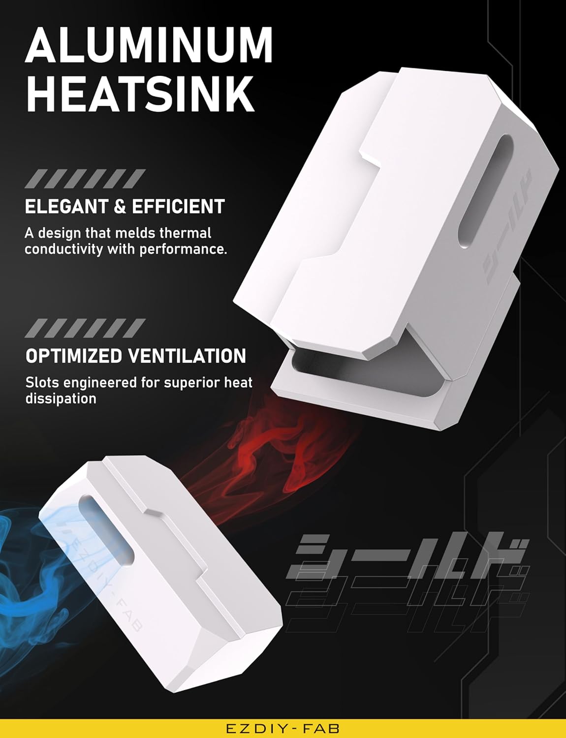 EZDIY-FAB Shield Series 8-Pin PCIe GPU Power Adapter 90-Degree Angled Connector Reverse Type White