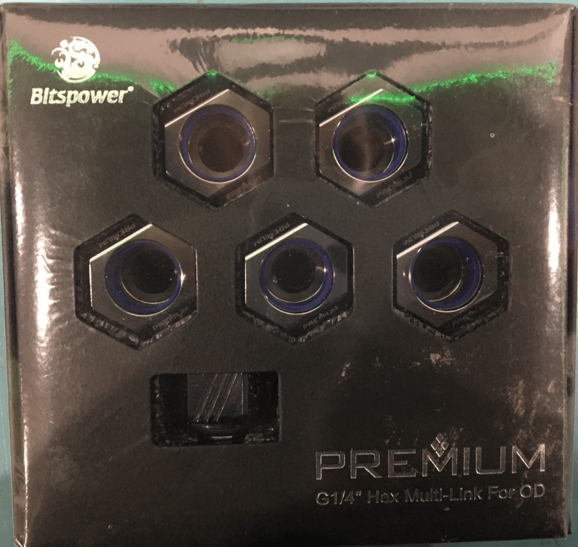 Bitspower G1/4 Hex Multi-Link for 14mm OD Hard Tube - Black 6-Pack