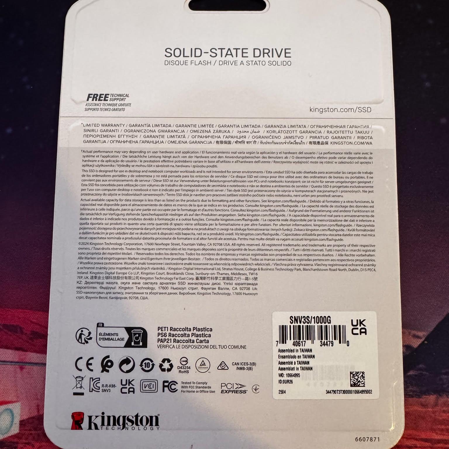 *NEW* Kingston NV3 M.2 2280 1TB PCIe 4.0 x4 NVMe SSD