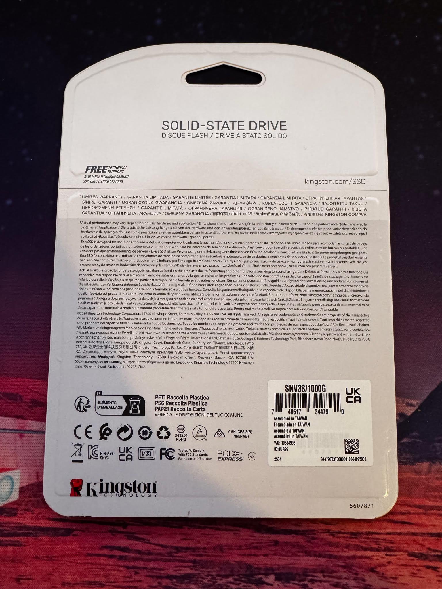 *NEW* Kingston NV3 M.2 2280 1TB PCIe 4.0 x4 NVMe SSD