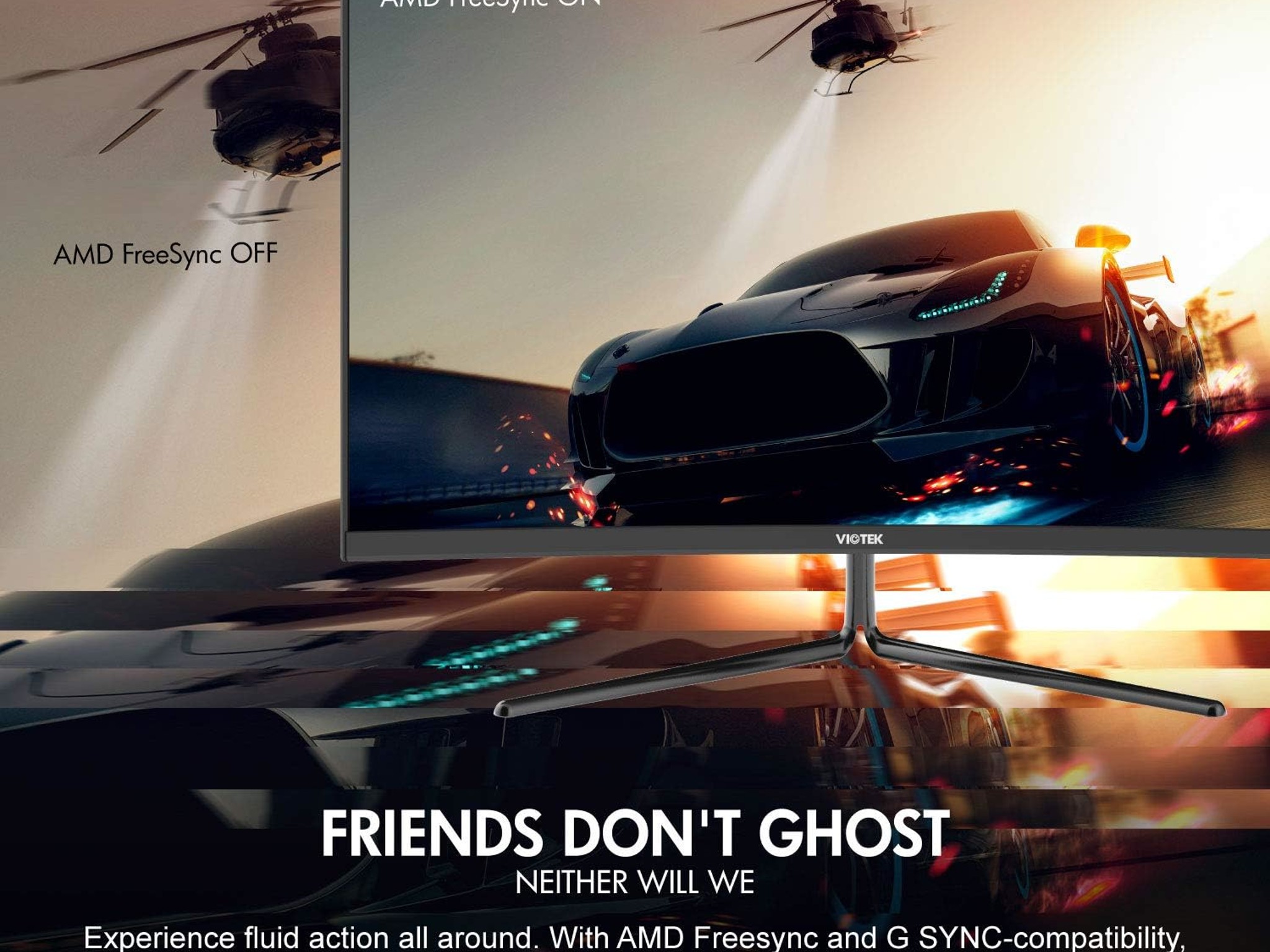 VIOTEK 27" 2560x1440p 144Hz Curved Gaming Monitor QHD Widescreen FreeSync G-Sync