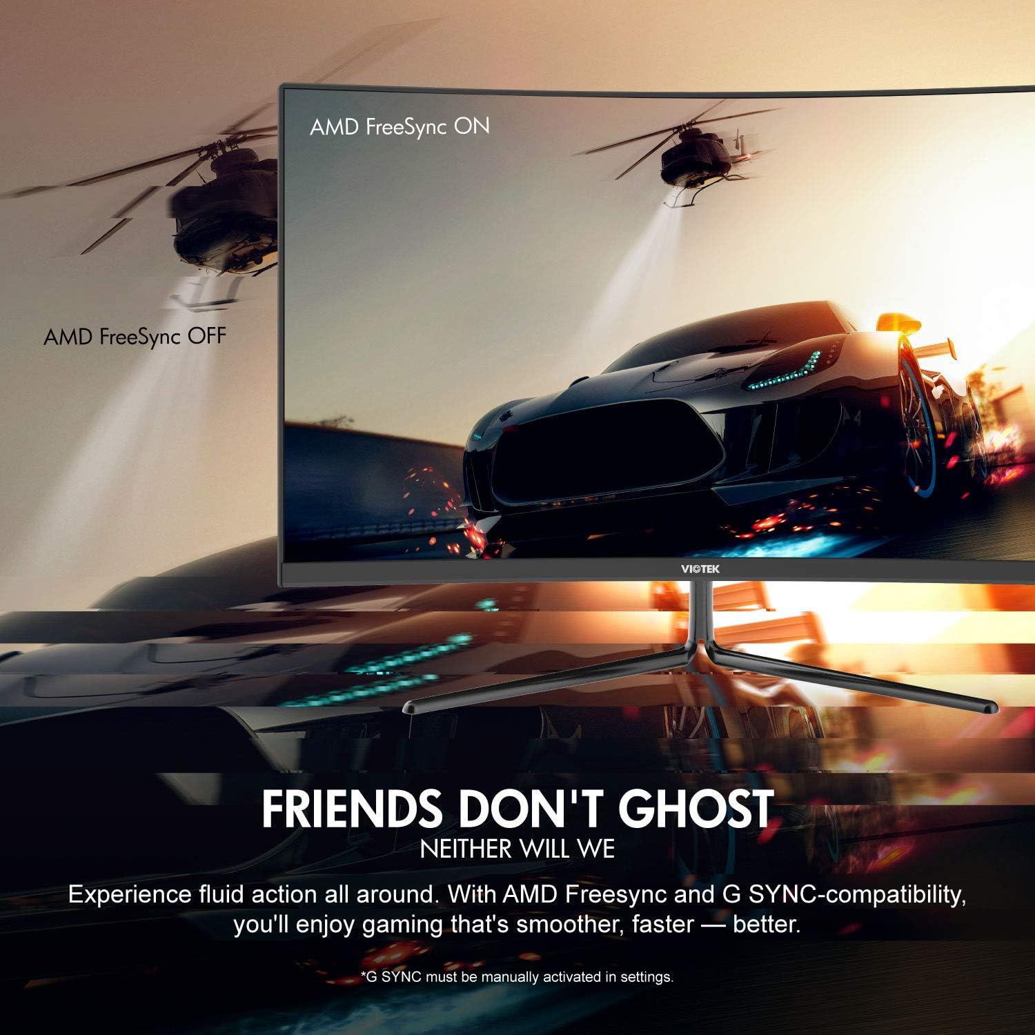 VIOTEK 27" 2560x1440p 144Hz Curved Gaming Monitor QHD Widescreen FreeSync G-Sync