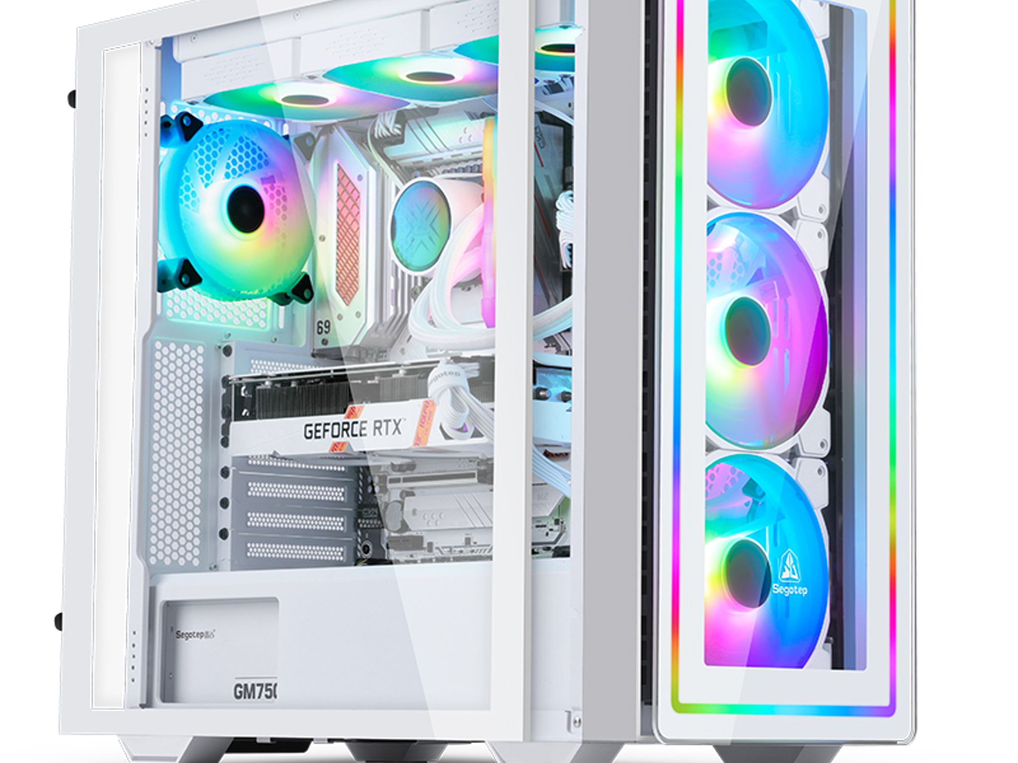 COMBO! SEGOTEP  Gank 360 RGB ATX CASE  | Panoramic Glass | ARGB Panel | FROZEN 360 cooler| 4xRGB fan