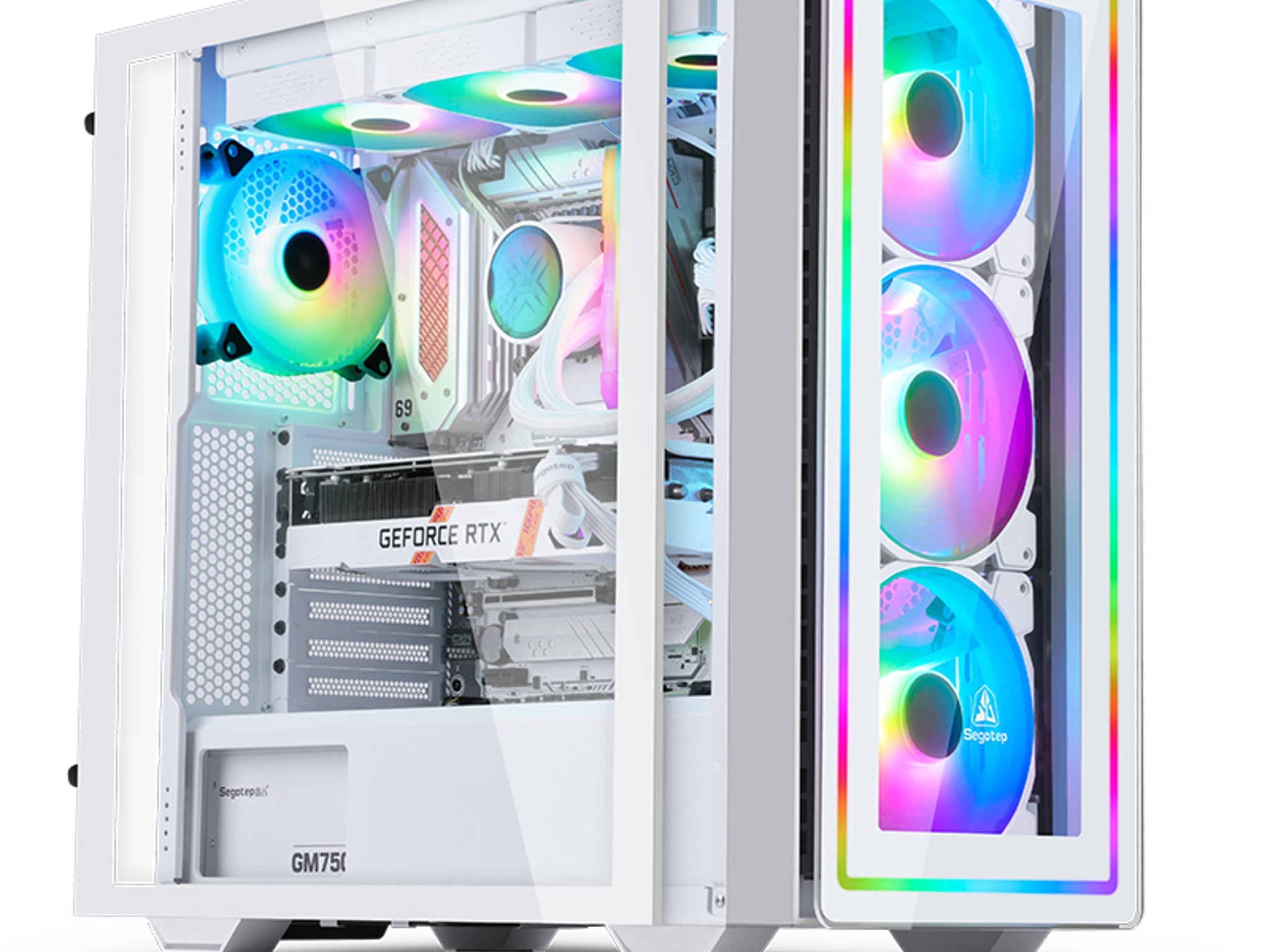 COMBO! SEGOTEP  Gank 360 RGB ATX CASE  | Panoramic Glass | ARGB Panel | FROZEN 360 cooler| 4xRGB fan
