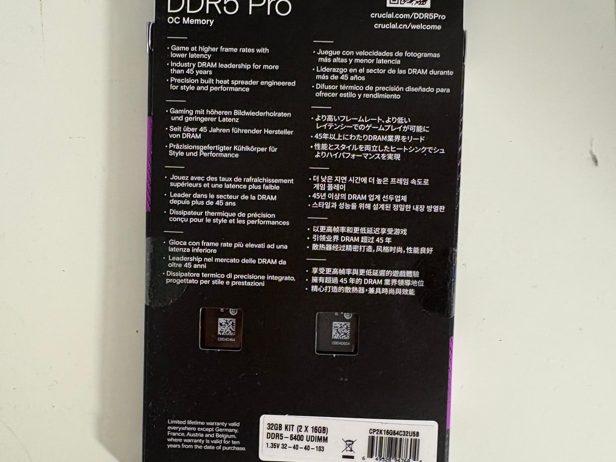 Crucial Pro DDR5 6400 MT/s CL32