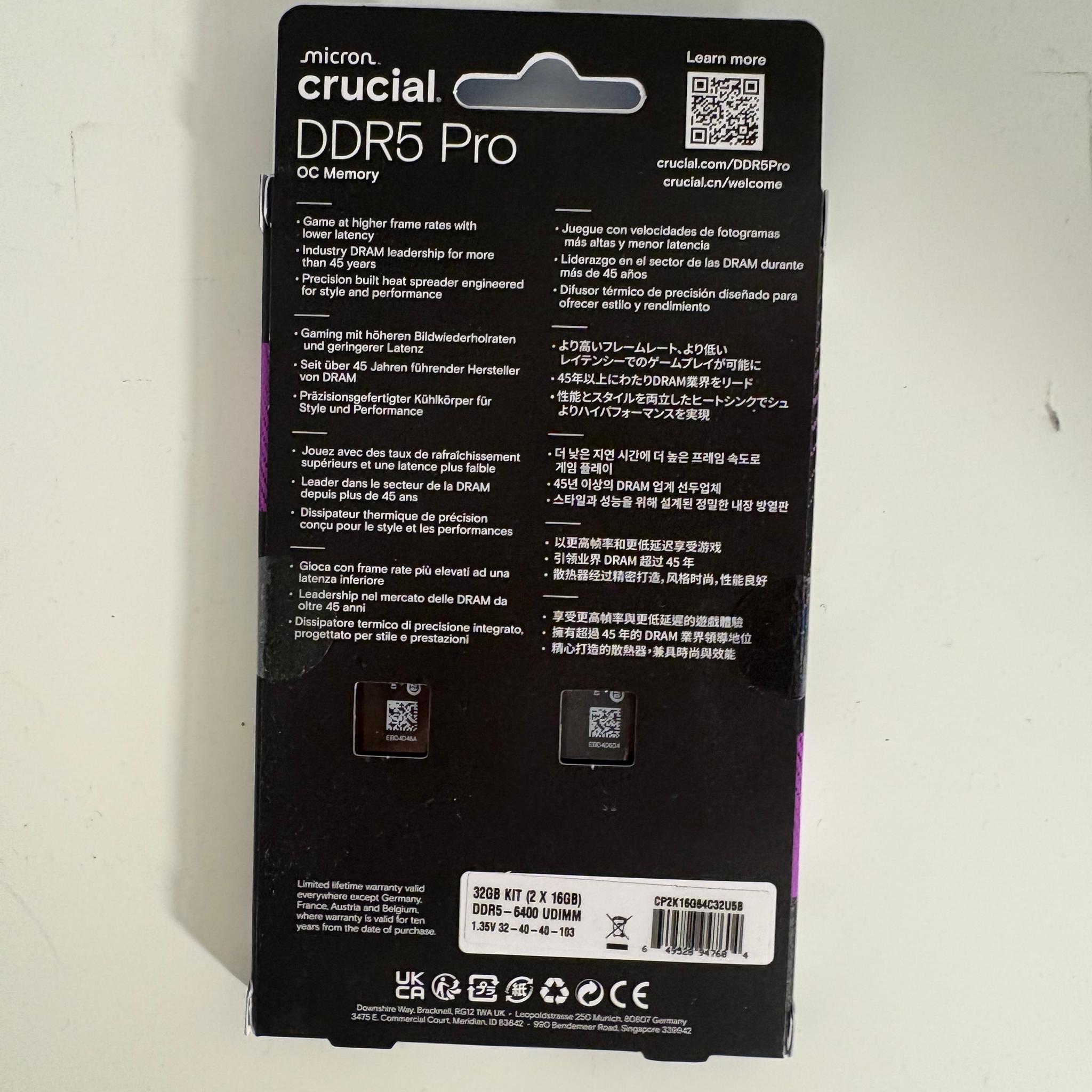 Crucial Pro DDR5 6400 MT/s CL32