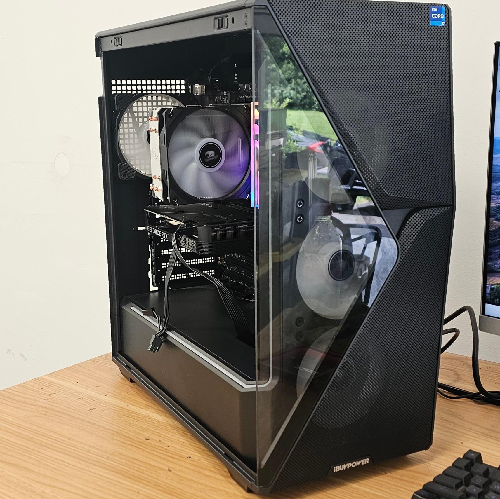 Black iBUYPOWER Slate 5 MR PC Case with Tempered Glass w/ 4 Fans