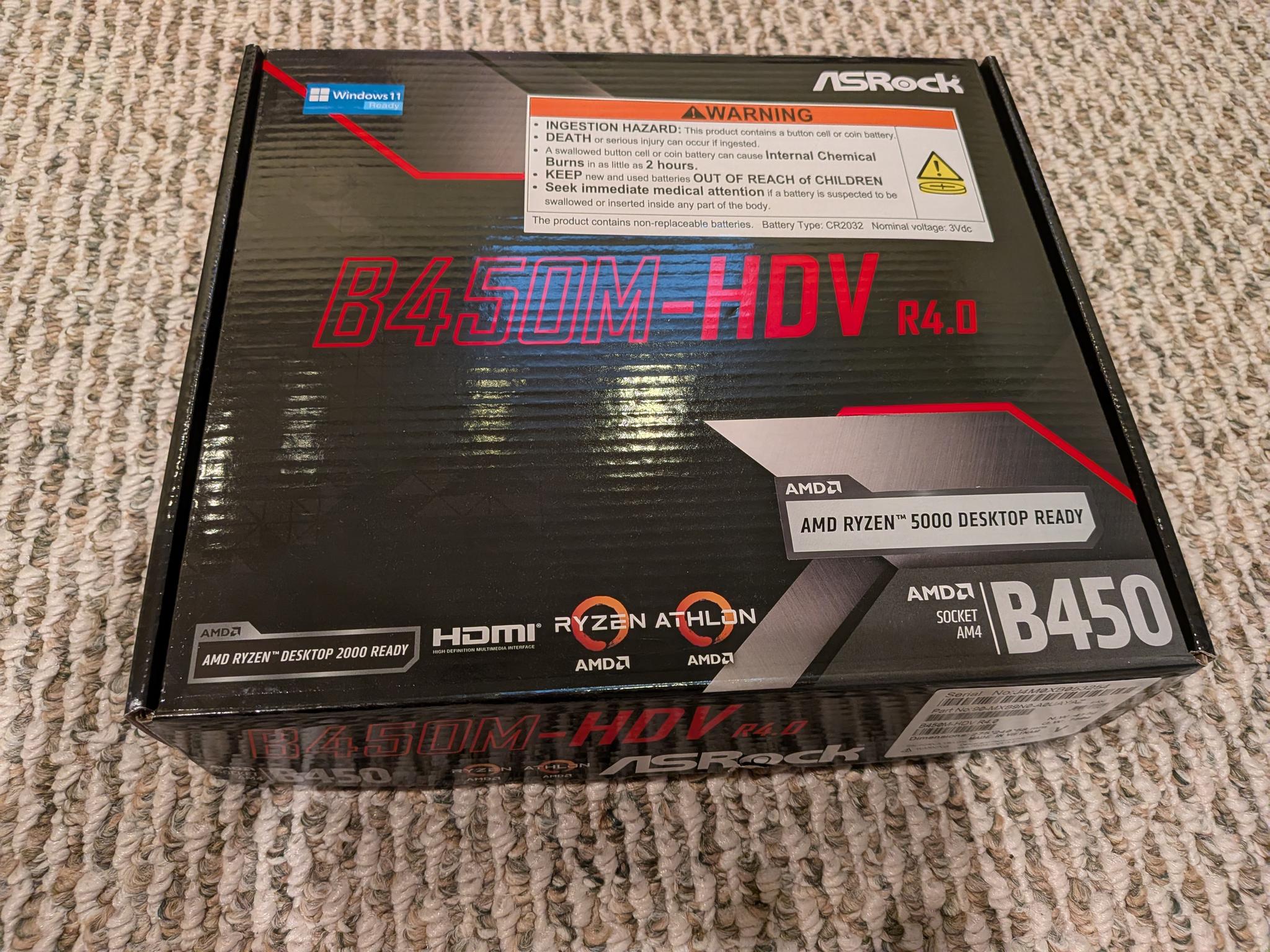 Asrock B450M-HDV R4.0 AMD B450 Ryzen Motherboard