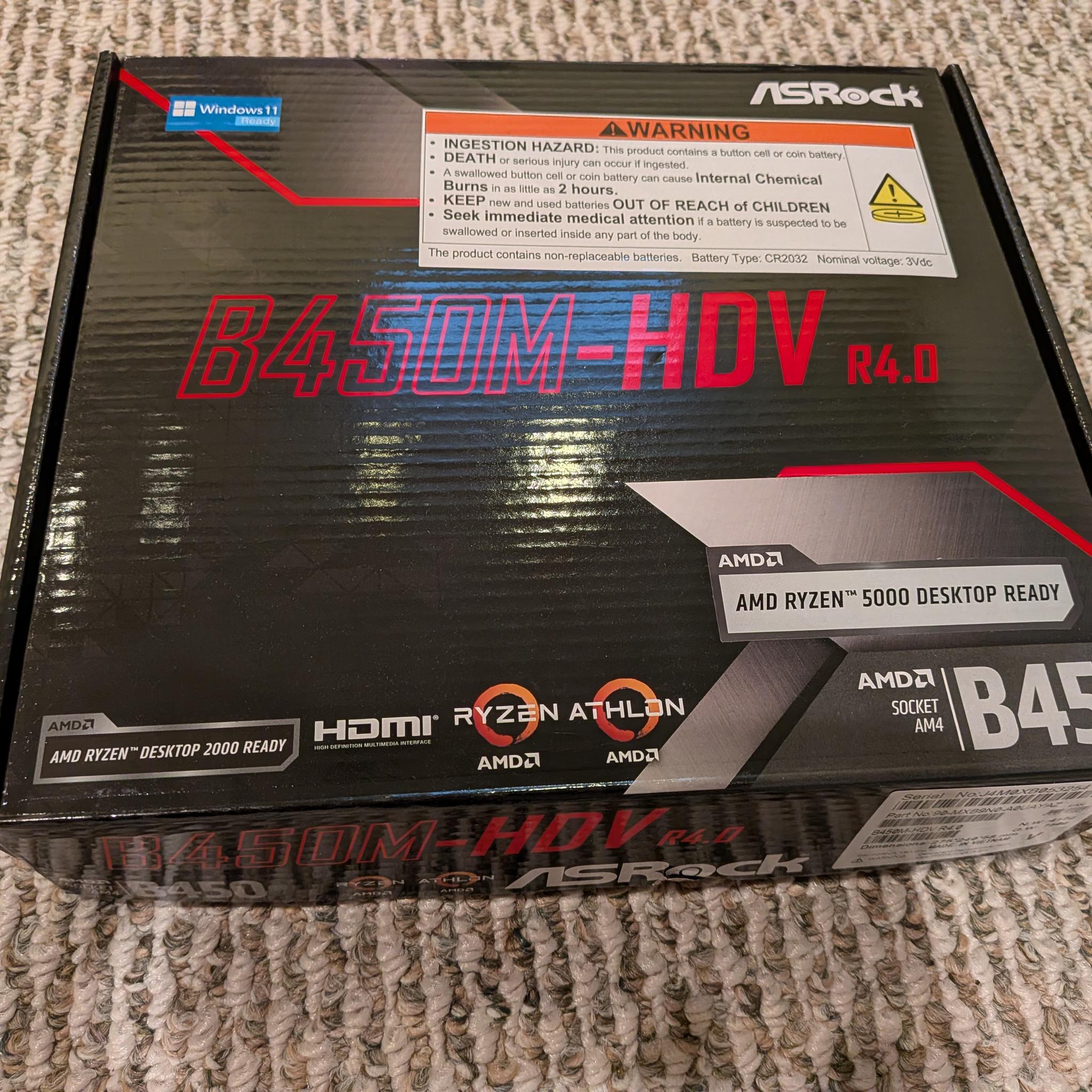 Asrock B450M-HDV R4.0 AMD B450 Ryzen Motherboard