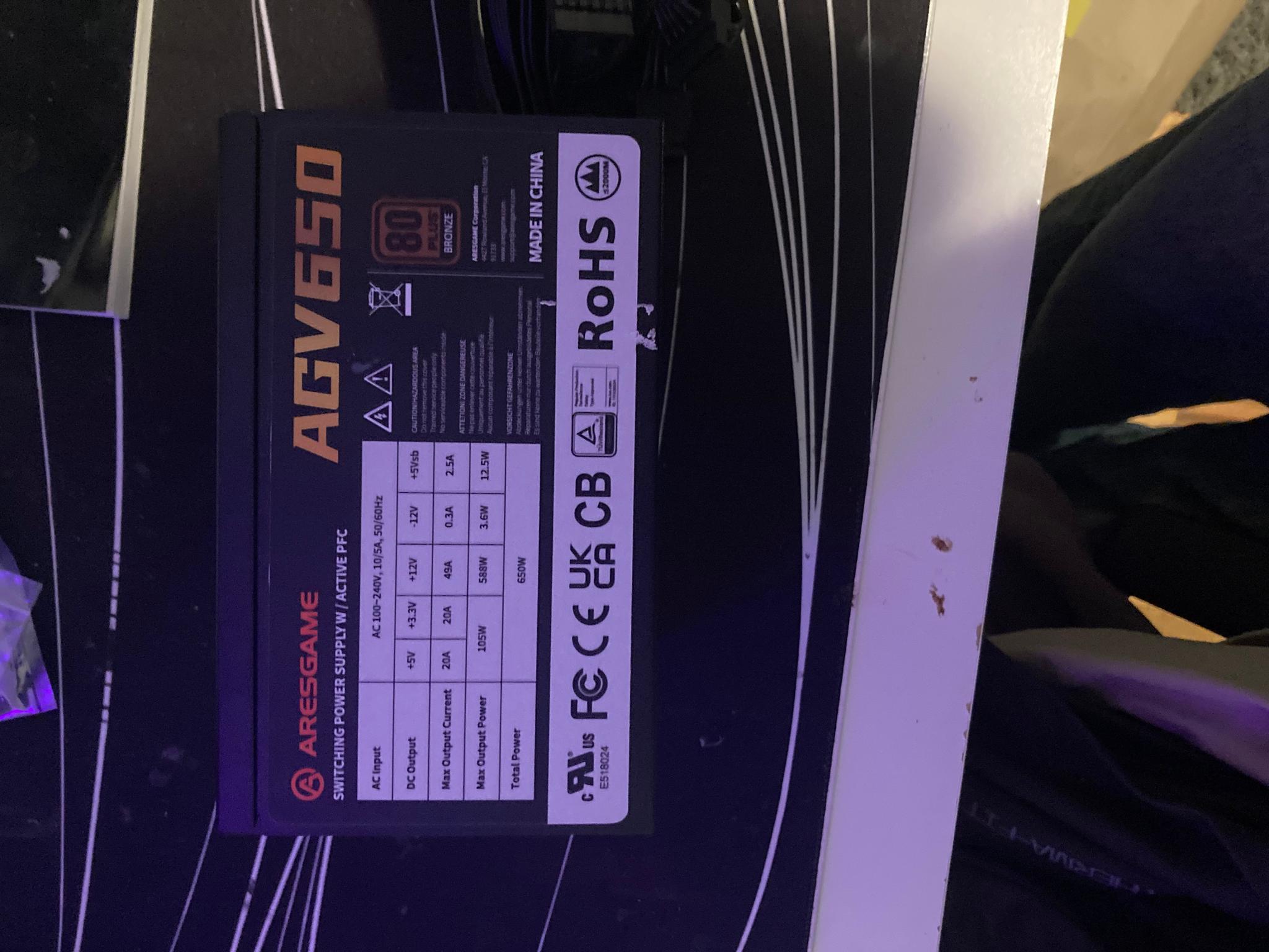 ARESGAME AGV650 Non modular power supply