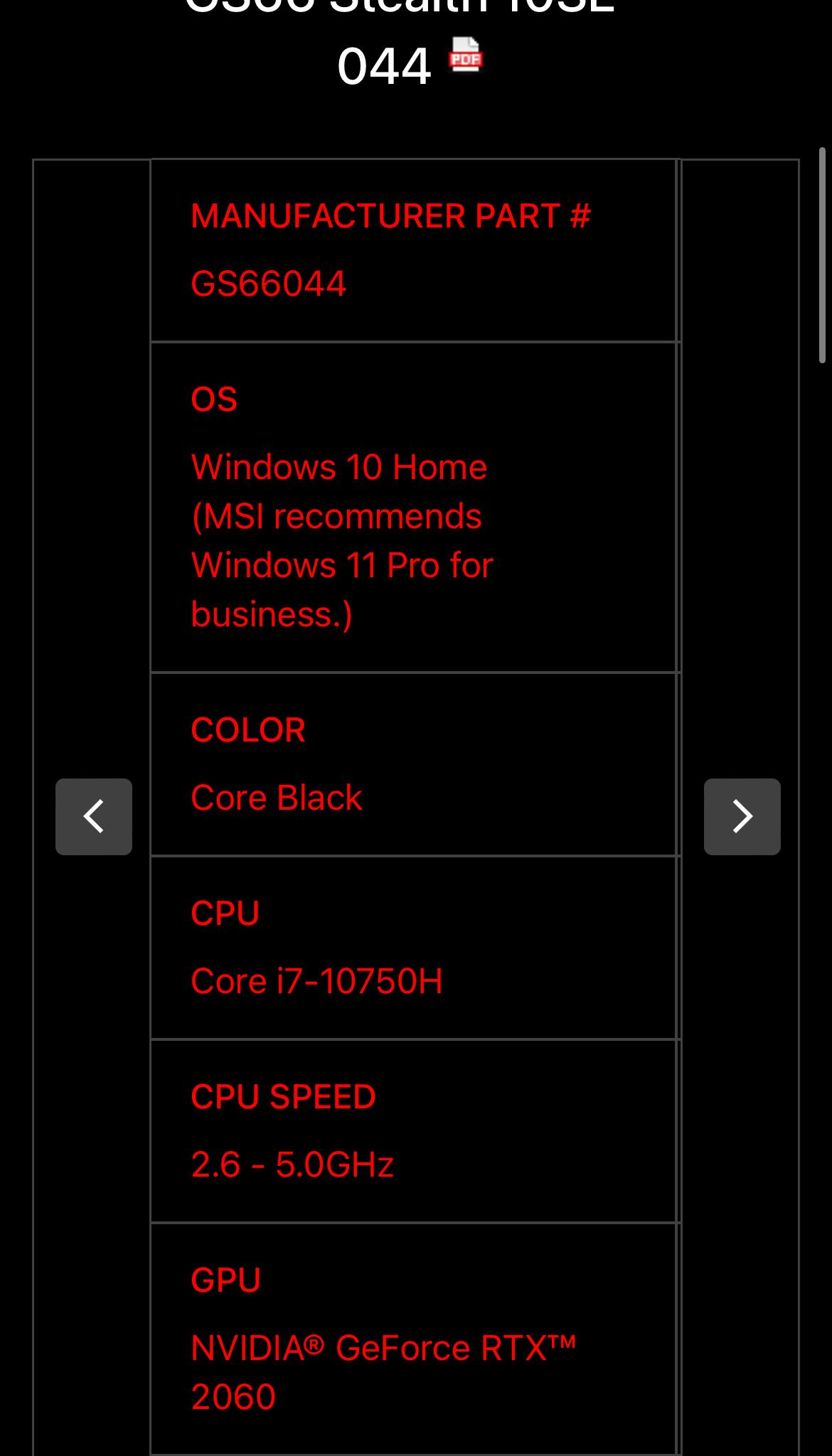 Msi G66 Stealth 10SE-442