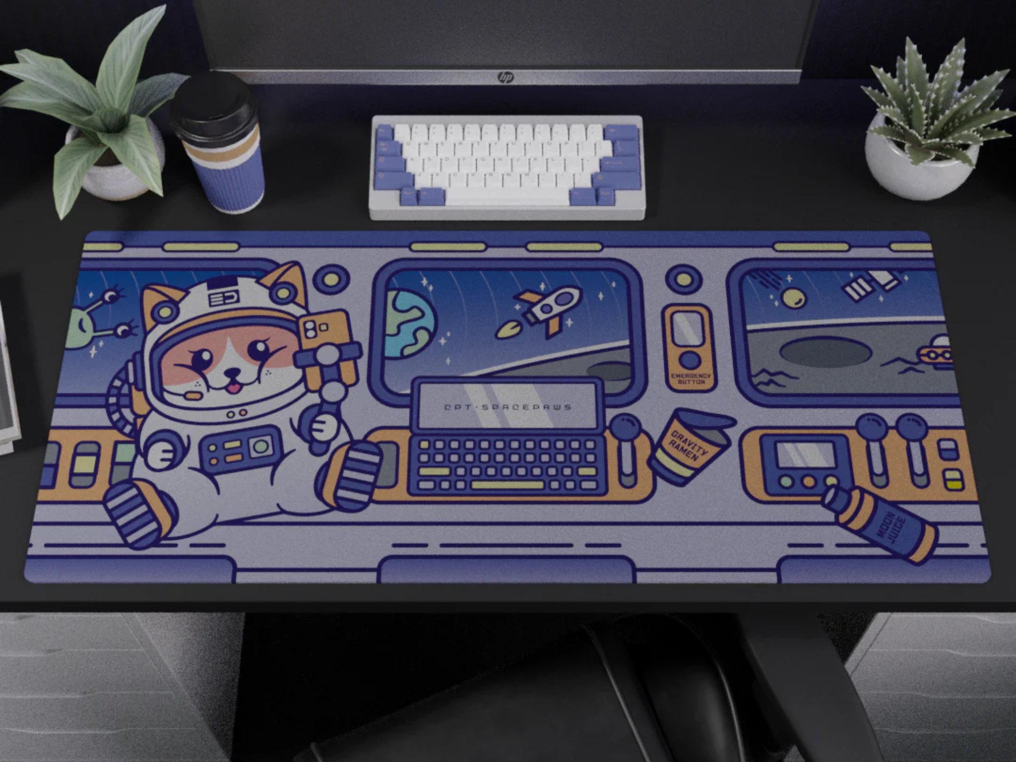 Blue Space Paws Deskmat