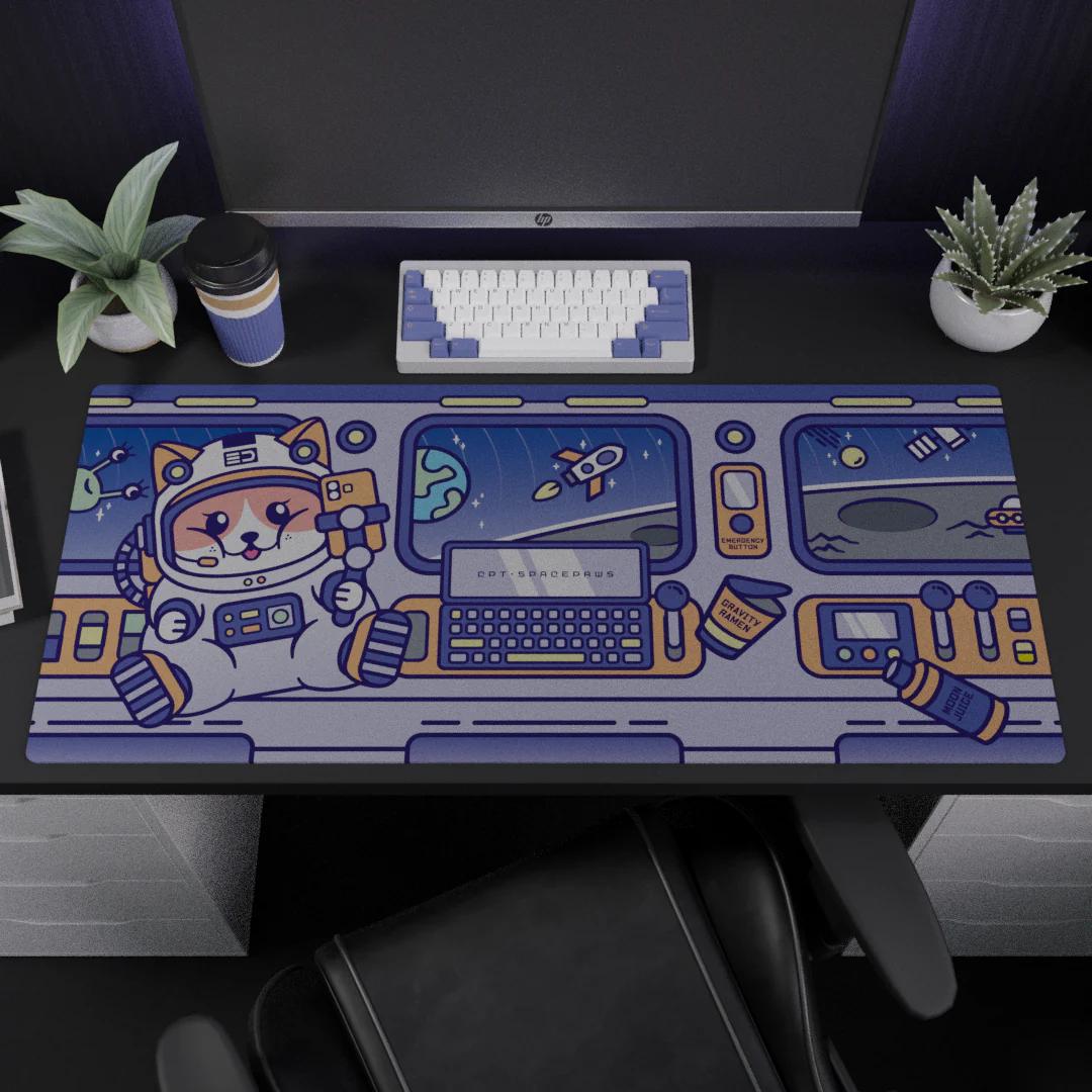 Blue Space Paws Deskmat