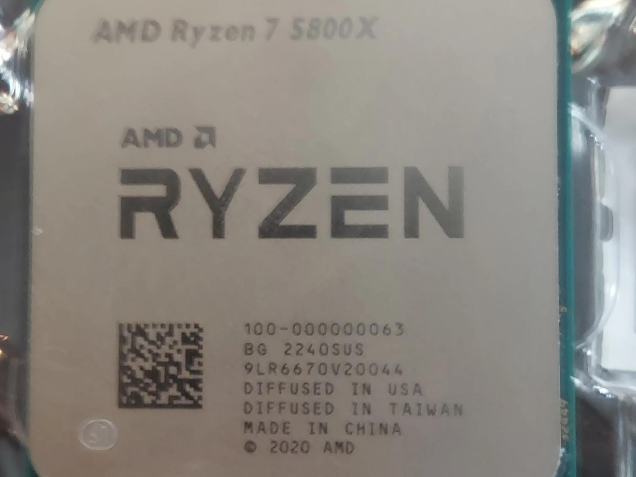 Unused *open box* ryzen 7 5800x 8 core 16 thread cpu