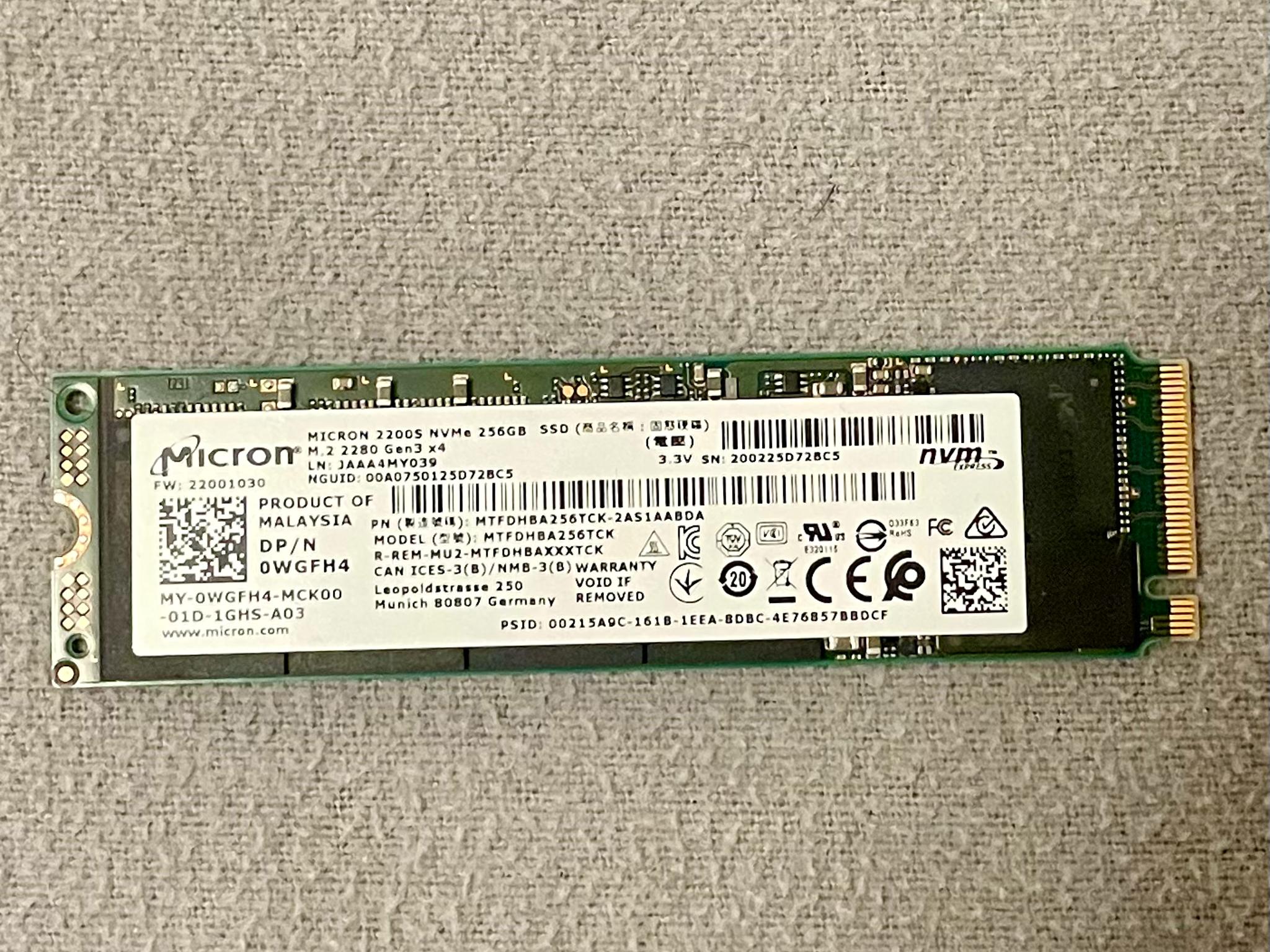 Micron 2200S NVMe 256GB
