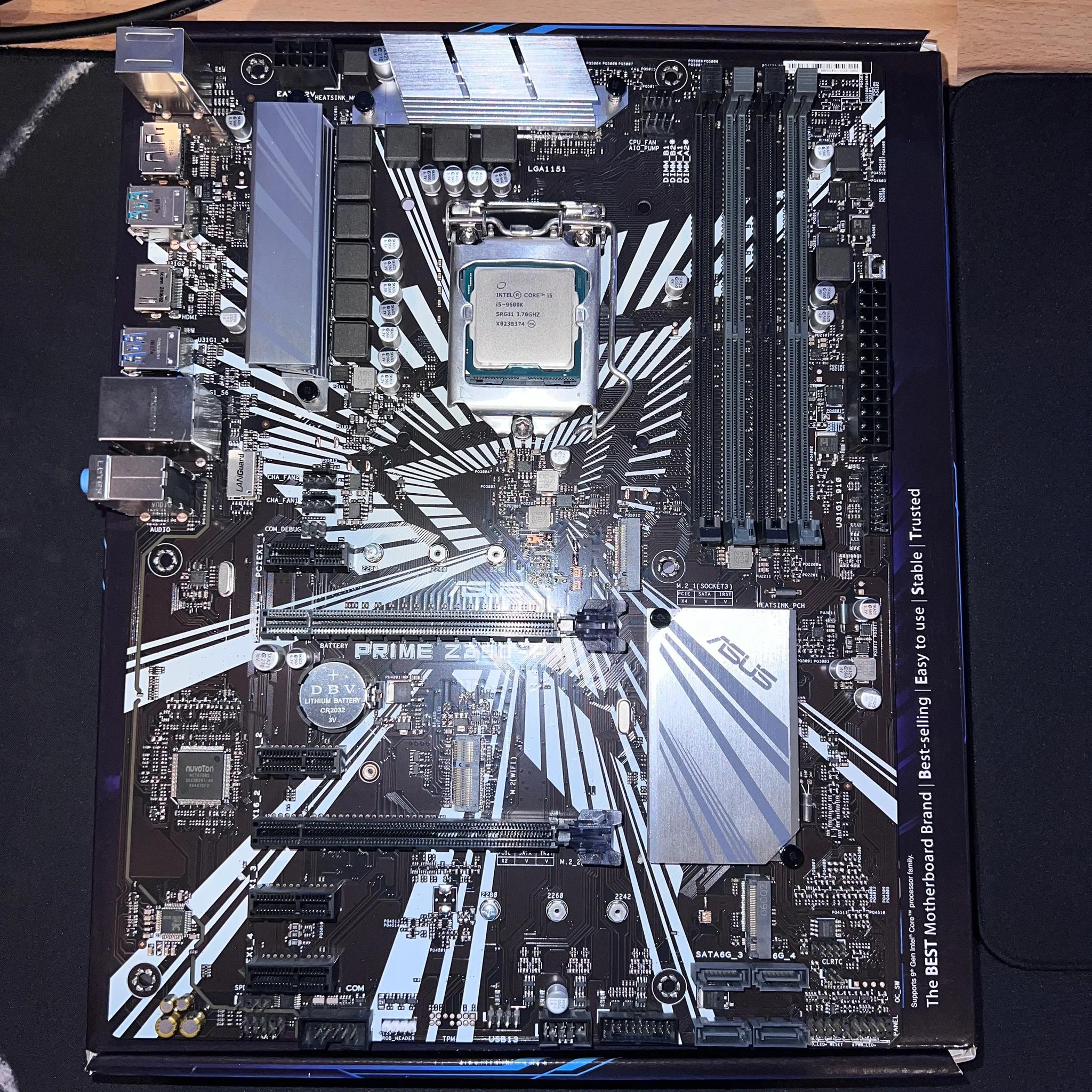 Intel i5-9600K + Asus Prime Z390-P CPU Mobo Combo