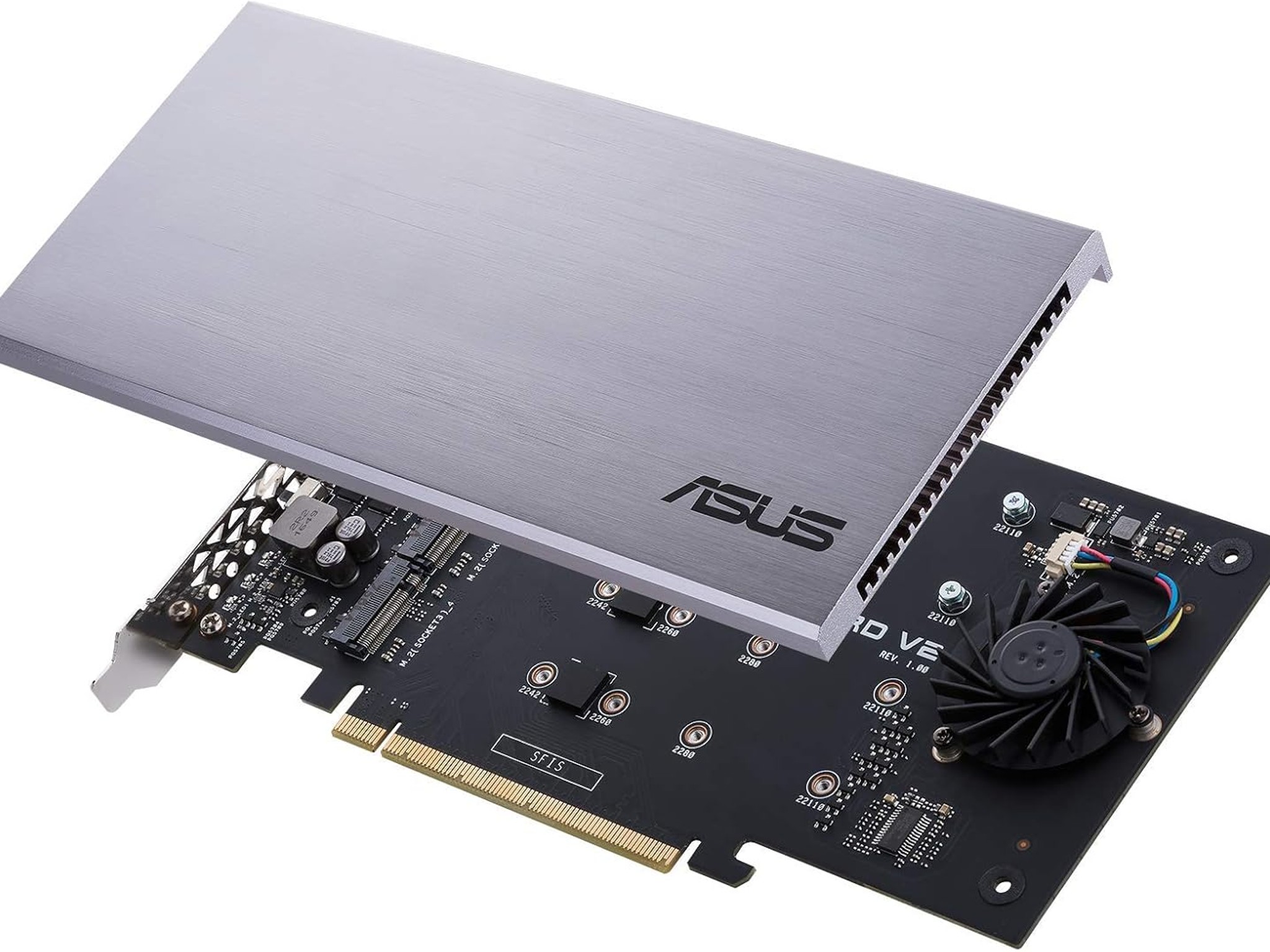 ASUS Hyper M.2 X16 PCIe 3.0 X4 Expansion V2 Supports 4 NVMe M.2 Intel VROC AMD Ryzen Threadripper