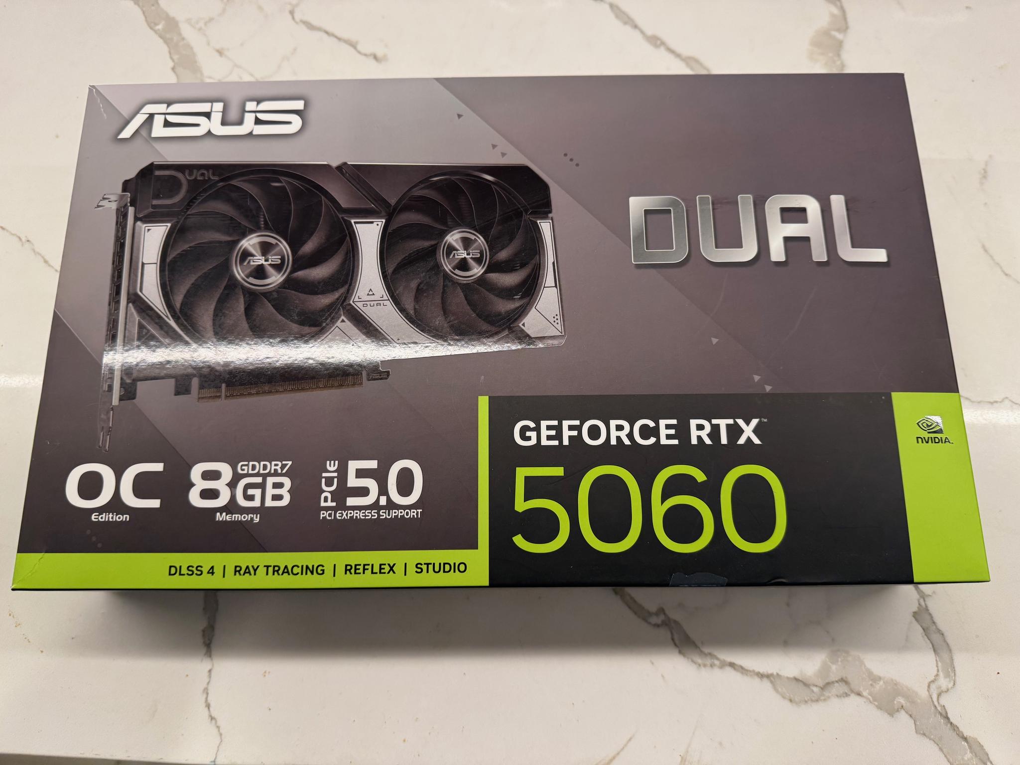 ASUS NVIDIA GeForce RTX 5060 Dual Overclocked Dual Fan 8GB GDDR7 PCIe 5.0 Graphics Card