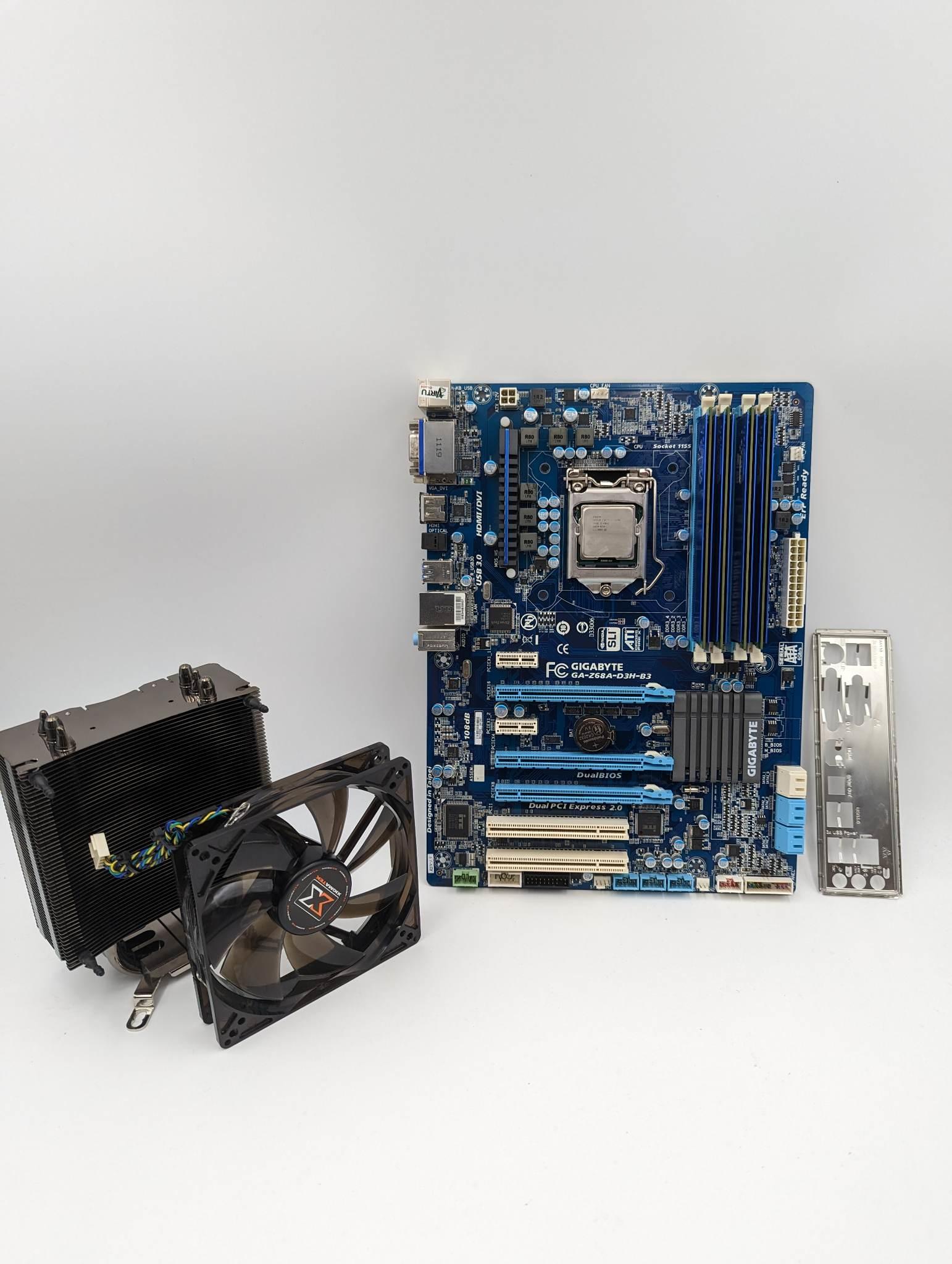 Gigabyte Z68 Board with i7-2700k, 16gb ram, and Tower cooler Kit. 