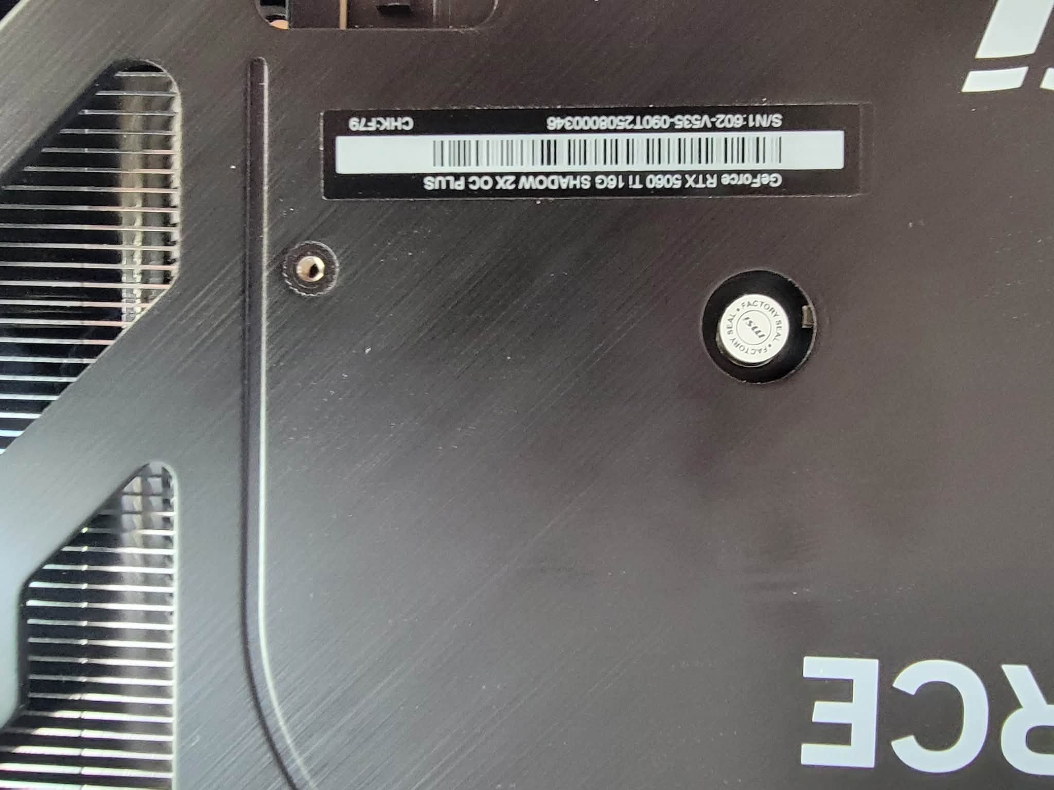 MSI VENTUS 2X OC BLACK GeForce RTX 5060 Ti 16GB