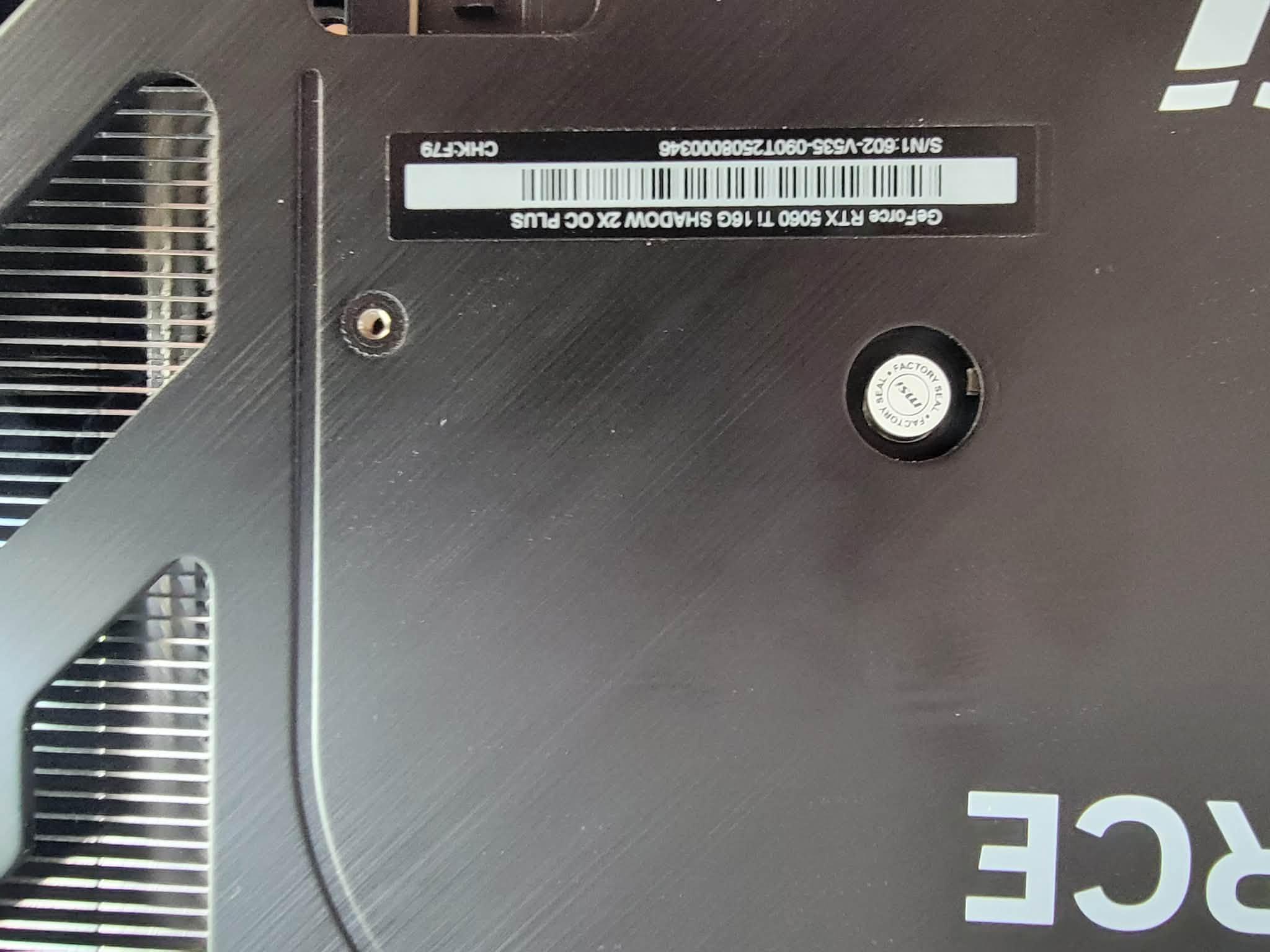 MSI VENTUS 2X OC BLACK GeForce RTX 5060 Ti 16GB
