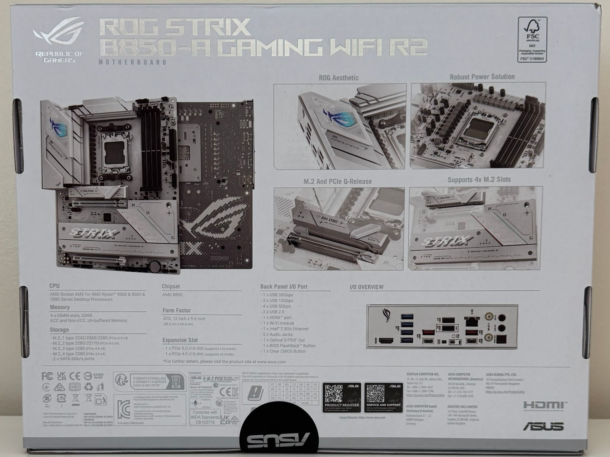 New ASUS ROG STRIX B850-A GAMING WIFI R2 AMD AM5 B850 ATX Motherboard - WiFi 7, 4x M.2, PCIe 5.0
