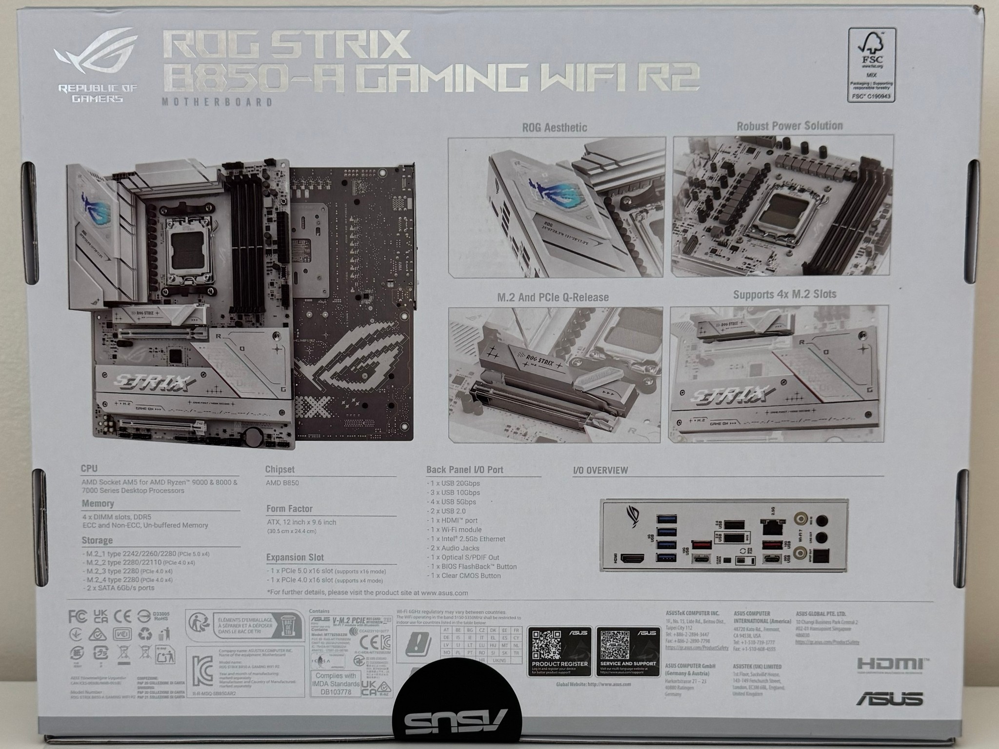 New ASUS ROG STRIX B850-A GAMING WIFI R2 AMD AM5 B850 ATX Motherboard - WiFi 7, 4x M.2, PCIe 5.0