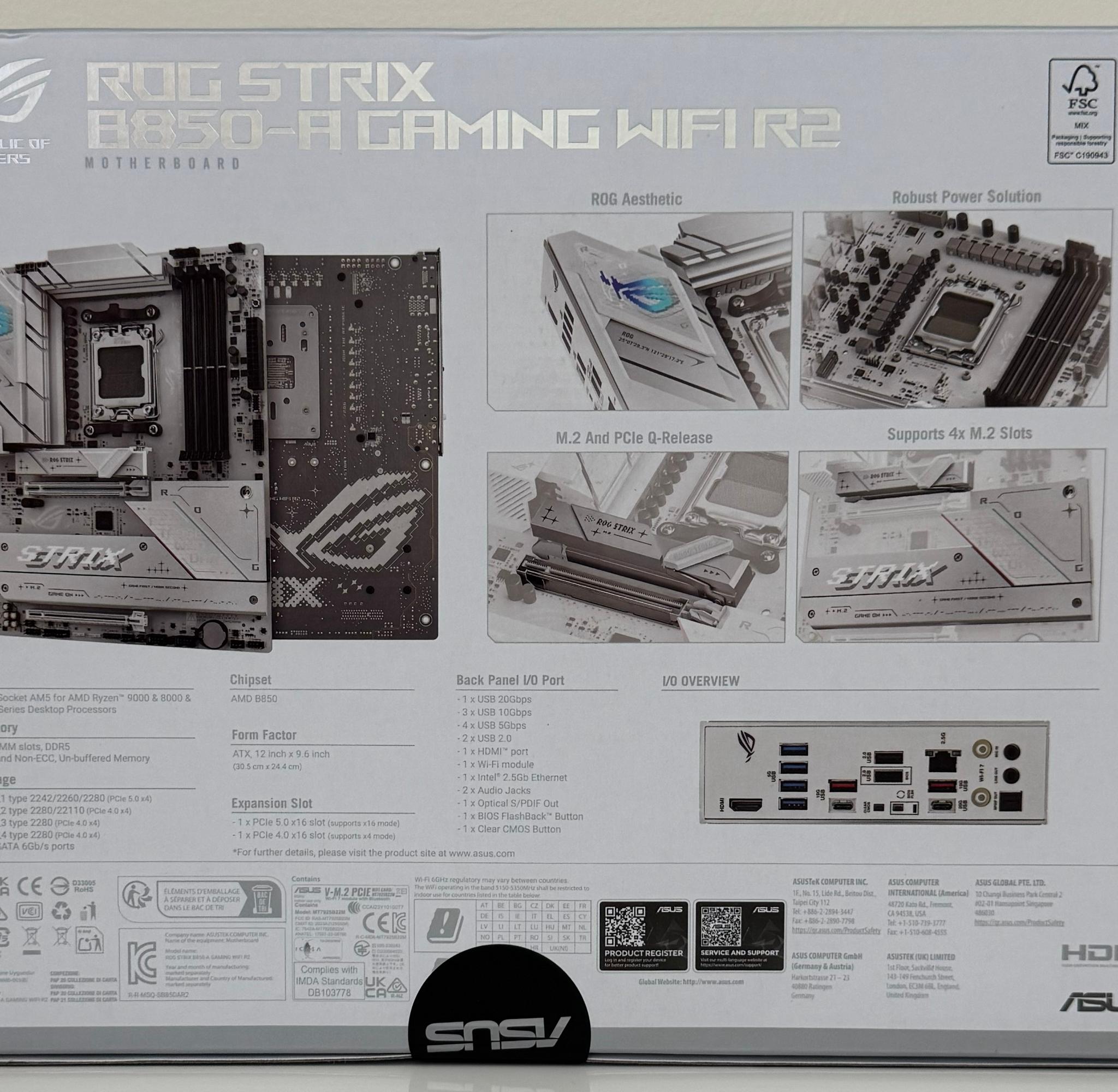 New ASUS ROG STRIX B850-A GAMING WIFI R2 AMD AM5 B850 ATX Motherboard - WiFi 7, 4x M.2, PCIe 5.0