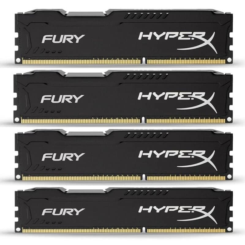 32GB Kingston HyperX Fury DDR3 RAM 4x8GB 1333MHz PC3-10600 Desktop Memory