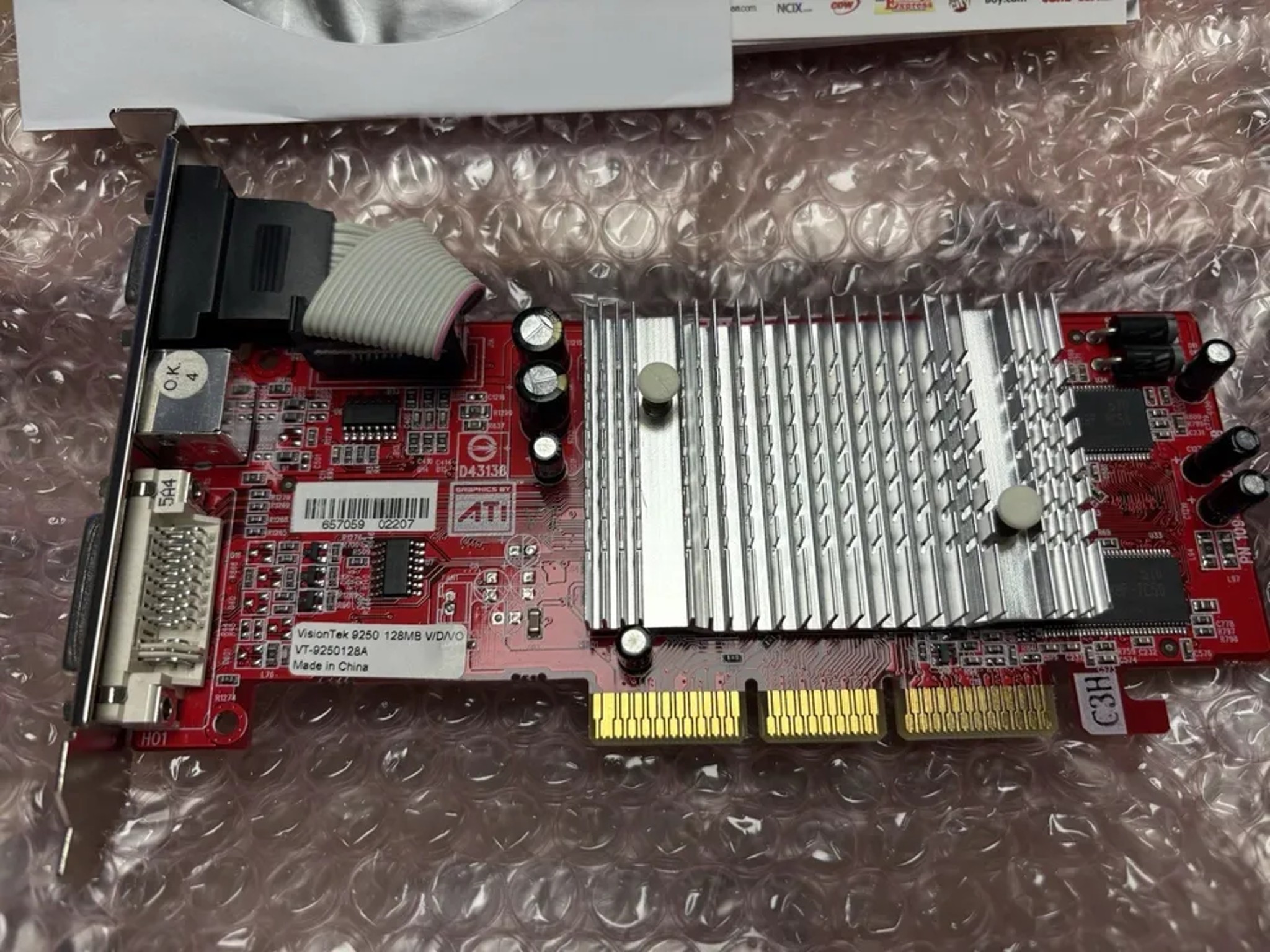 “As Is Untested Visiontek Radeon 9250 128 MB DDR PCI Video card retro gaming”