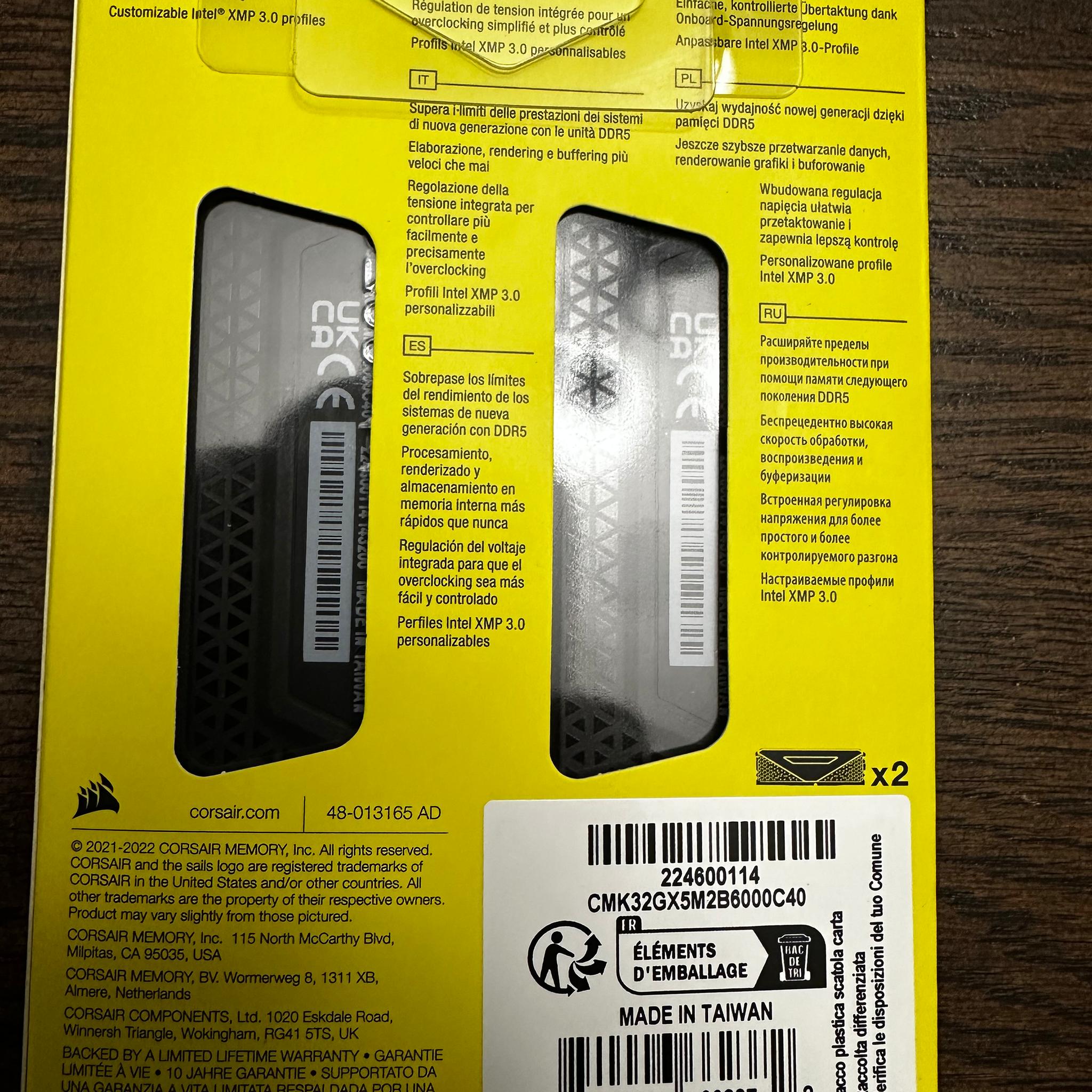 Corsair Vengeance 32GB (2x16) 6000 CL40