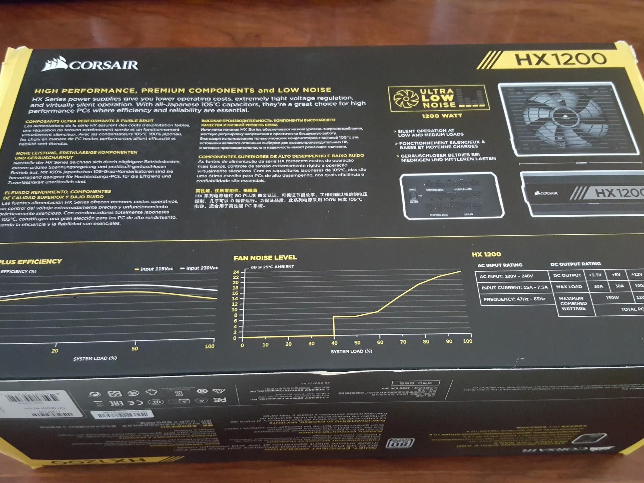 Corsair HX1200 Power Supply | 80+ Platinum (Open box, Includes everything)