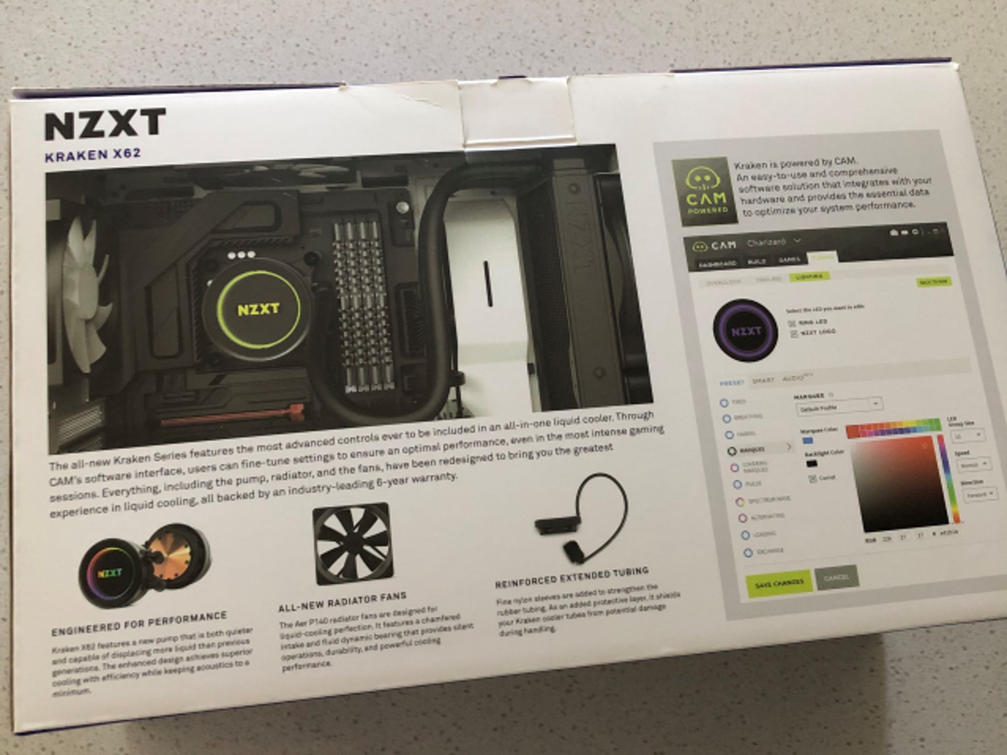 NZXT Kraken X62 280mm AIO Liquid CPU Cooler PLUS CableMod White AIO Sleeving Kit