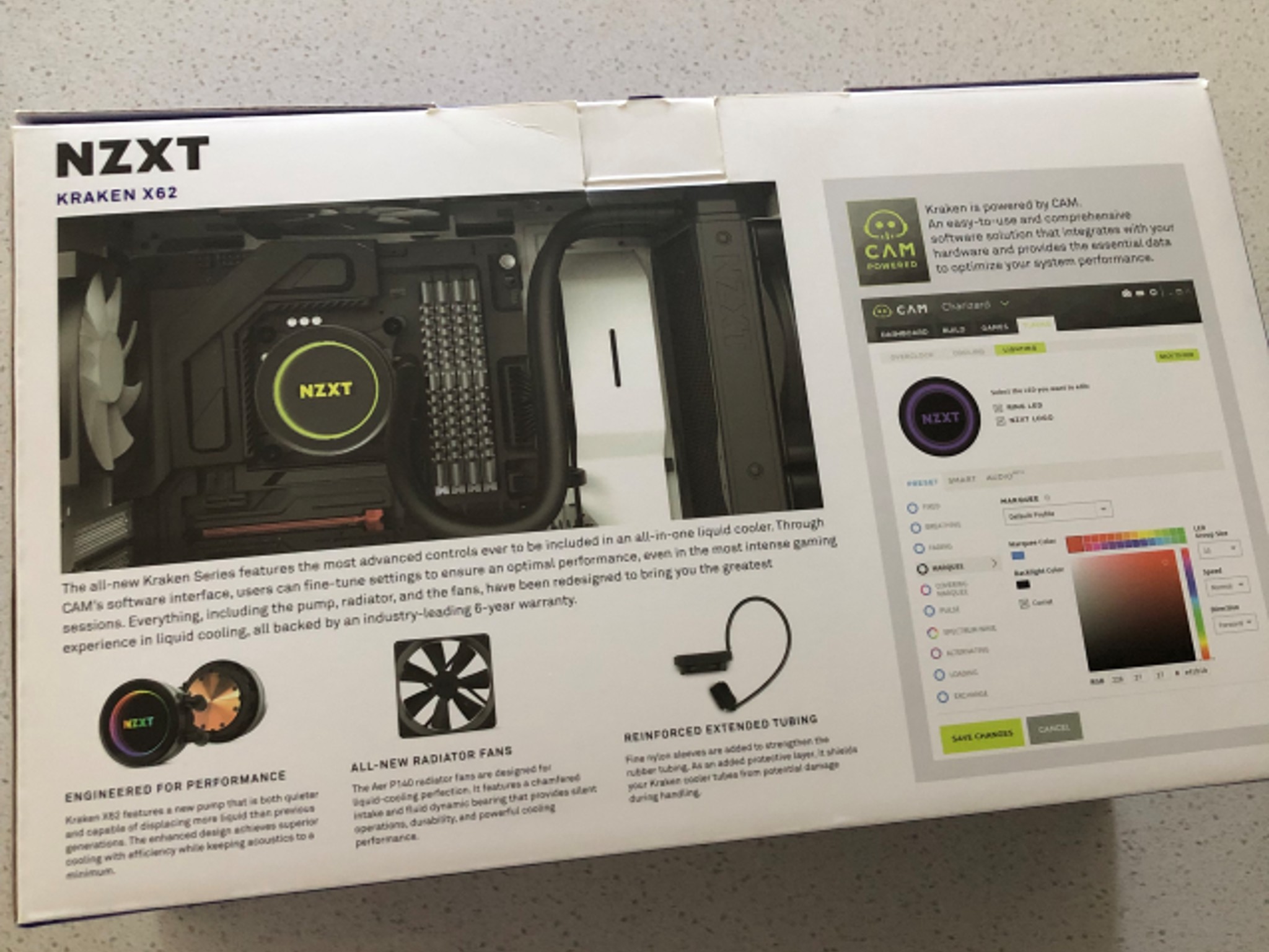 NZXT Kraken X62 280mm AIO Liquid CPU Cooler PLUS CableMod White AIO Sleeving Kit