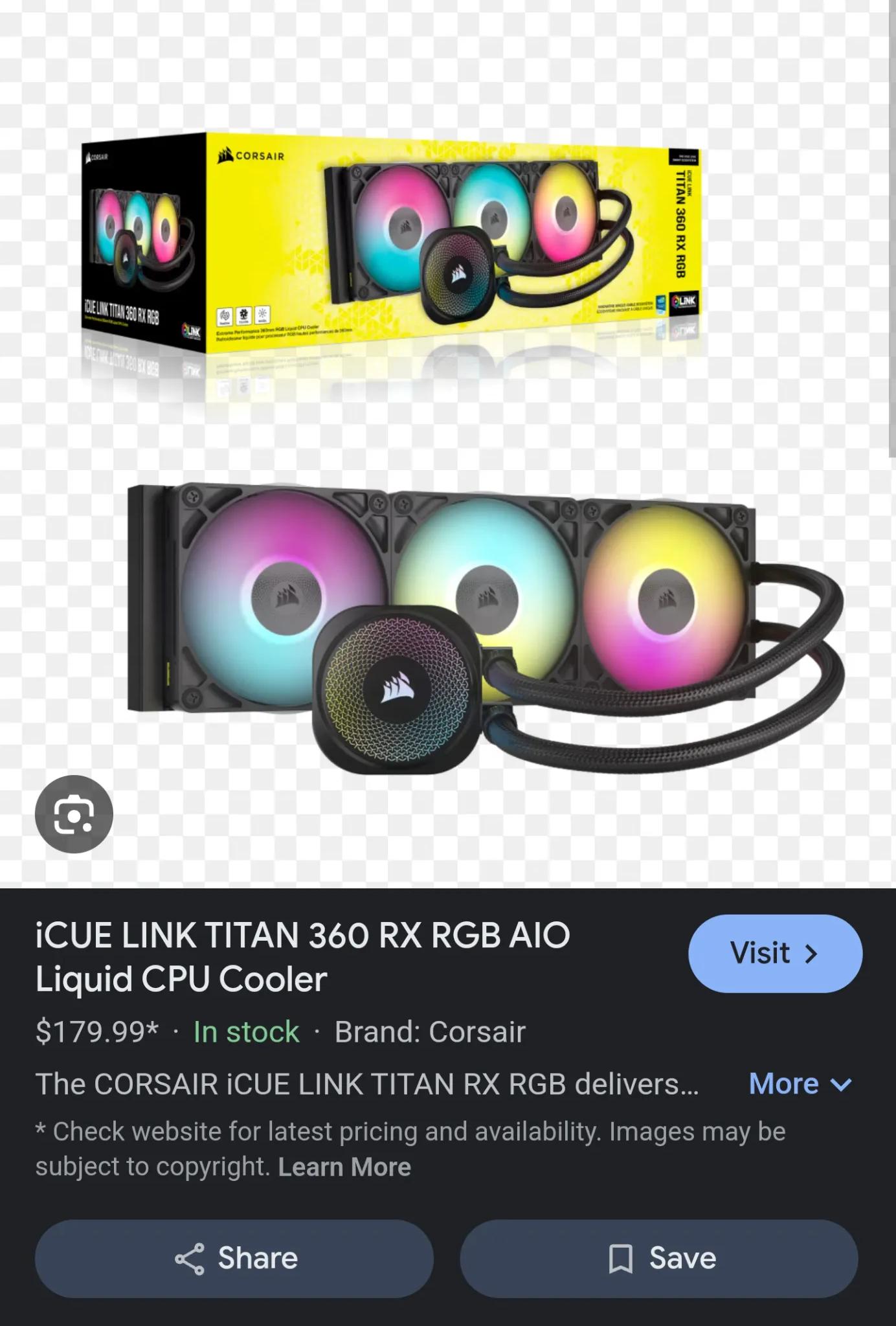 CORSAIR IQUE LINK TITAIN 360 RX RGB AIO LIQUID COOLER
