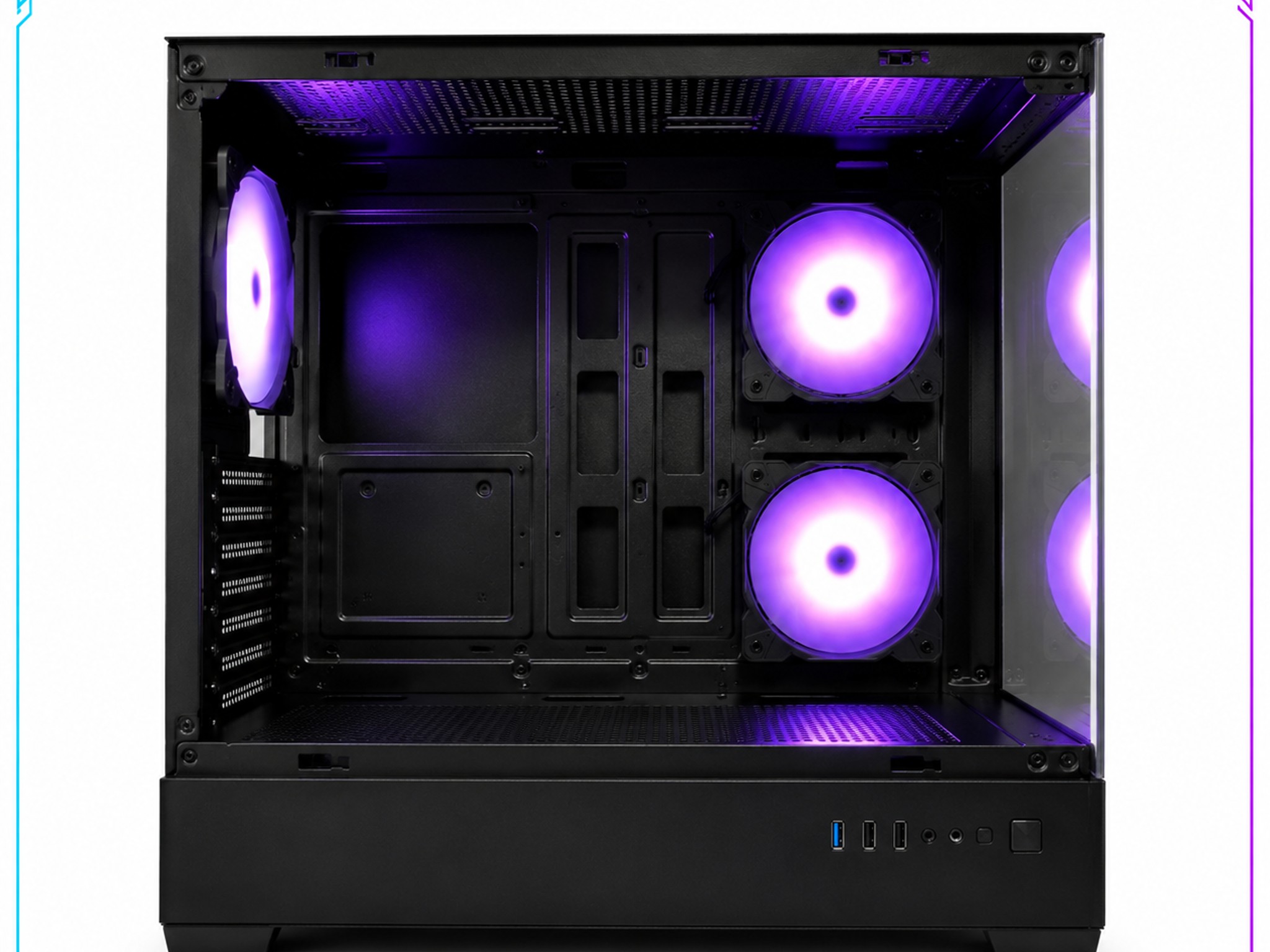 Black ATX Mid-Tower Gaming PC Case | Tempered Glass | 3 Pre-Installed Fans