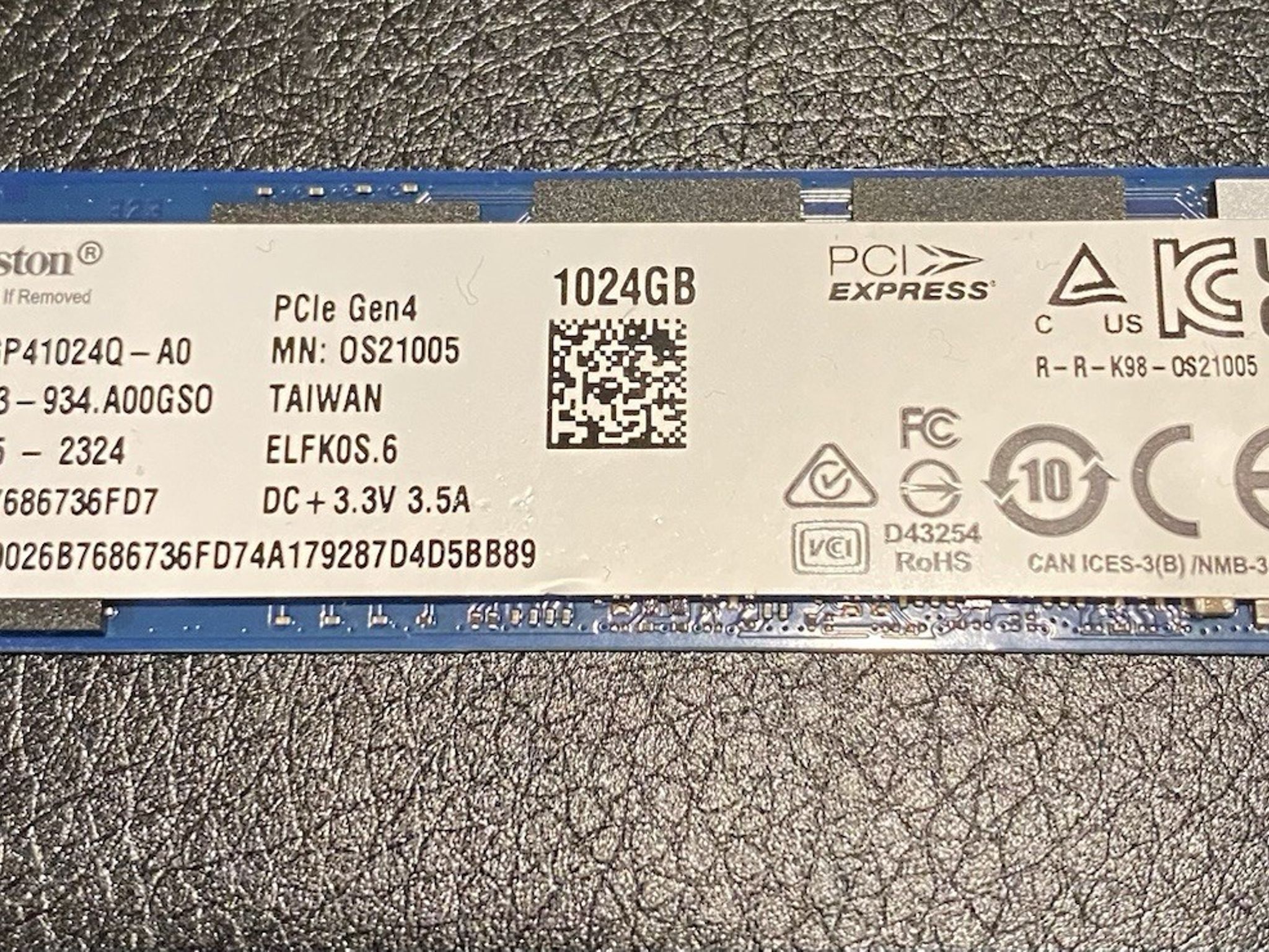 Kingston 1024GB 1TB PCIe Gen4 NVMe M.2 2324 Internal SSD