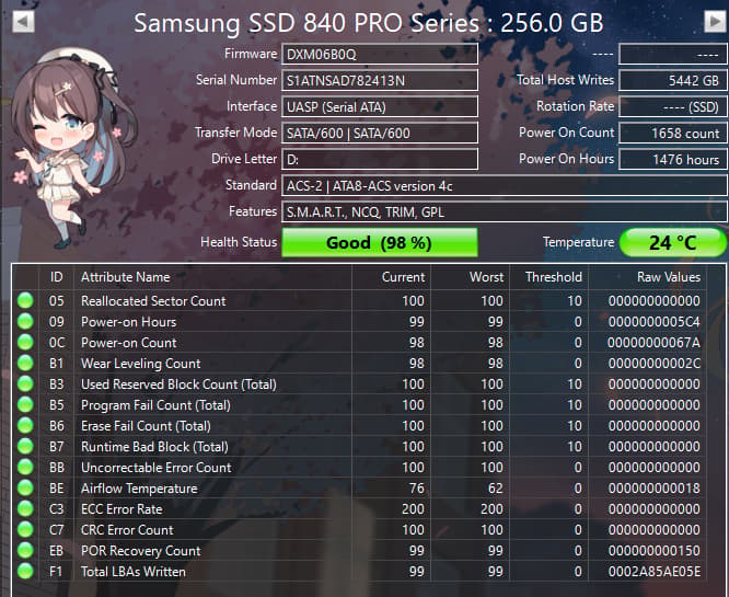 Samsung 840 Pro 256GB SATA SSD