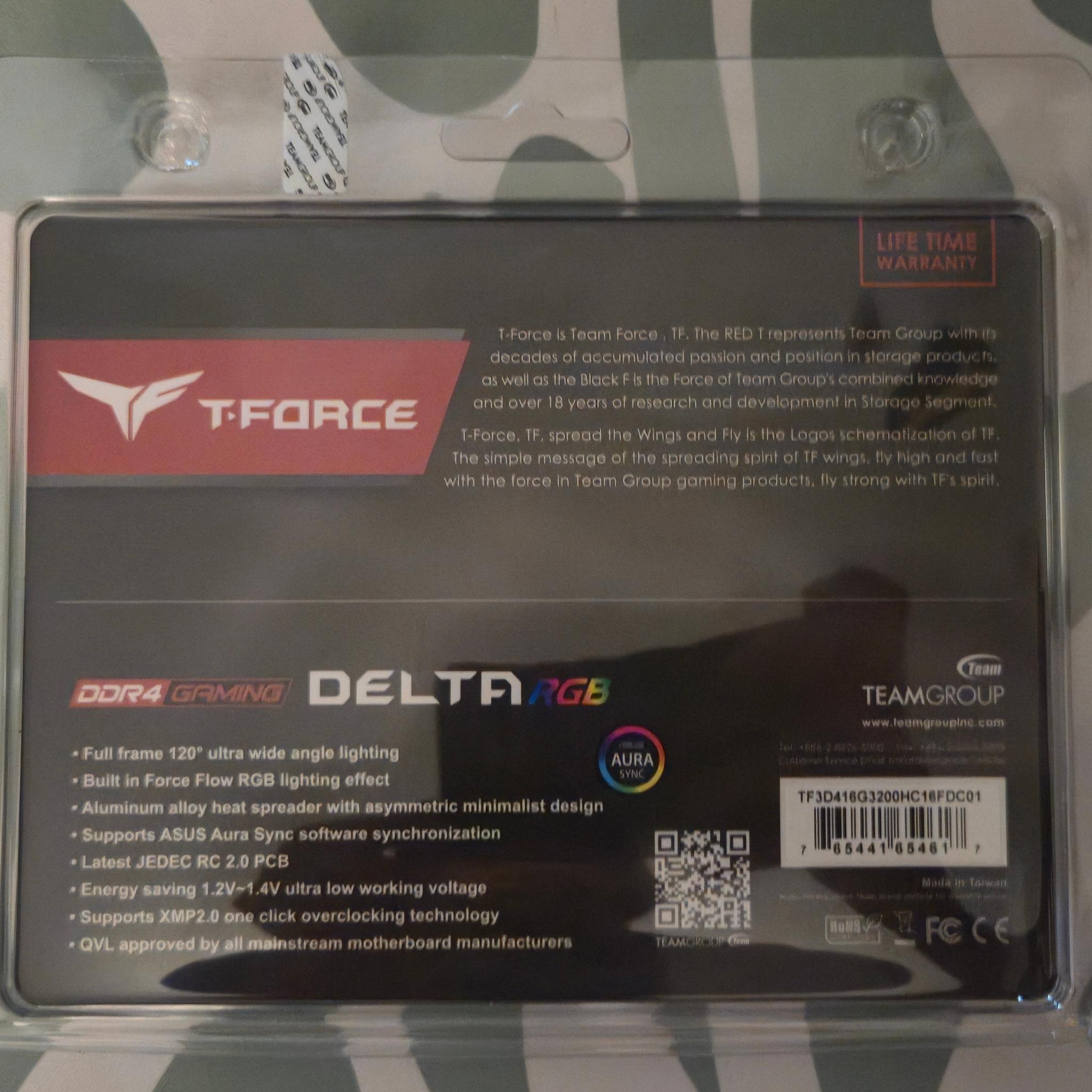 TEAMGROUP T-Force Delta RGB 16GB (2×8) DDR4-3200 CL16 16-20-20-40