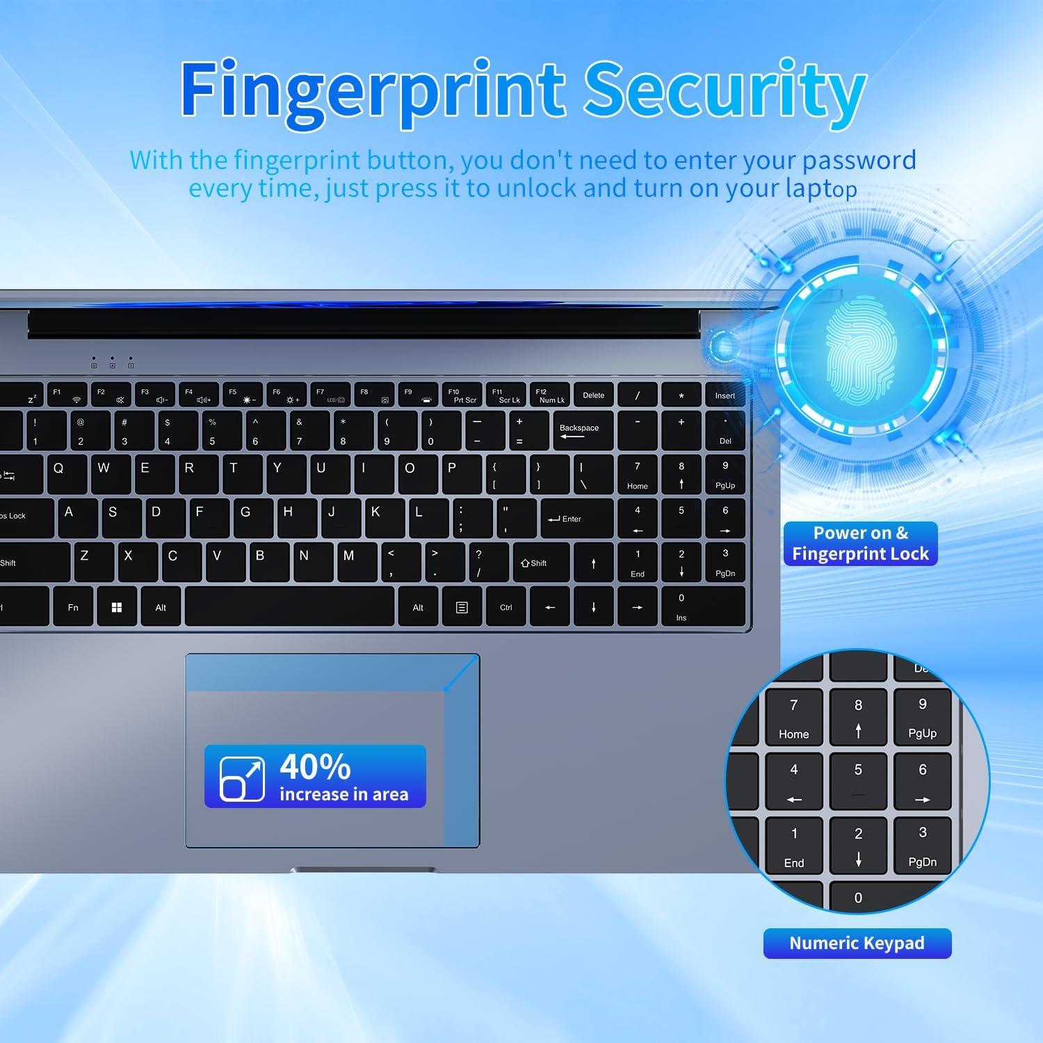 16 inch Laptop, 16GB DDR4 512GB SSD, Intel Quad-Core N95 Processor (up to 3.4Ghz) Windows 11 Pro