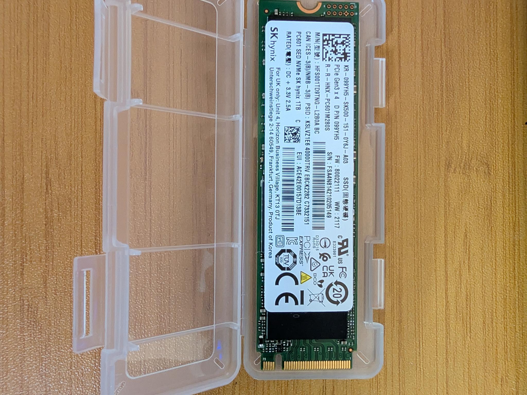 SK Hynix PC601 1TB NVMe SSD - (OEM version of Gold P31) - PCIe Gen 3x4 - DRAM Cache - 3400MB/s