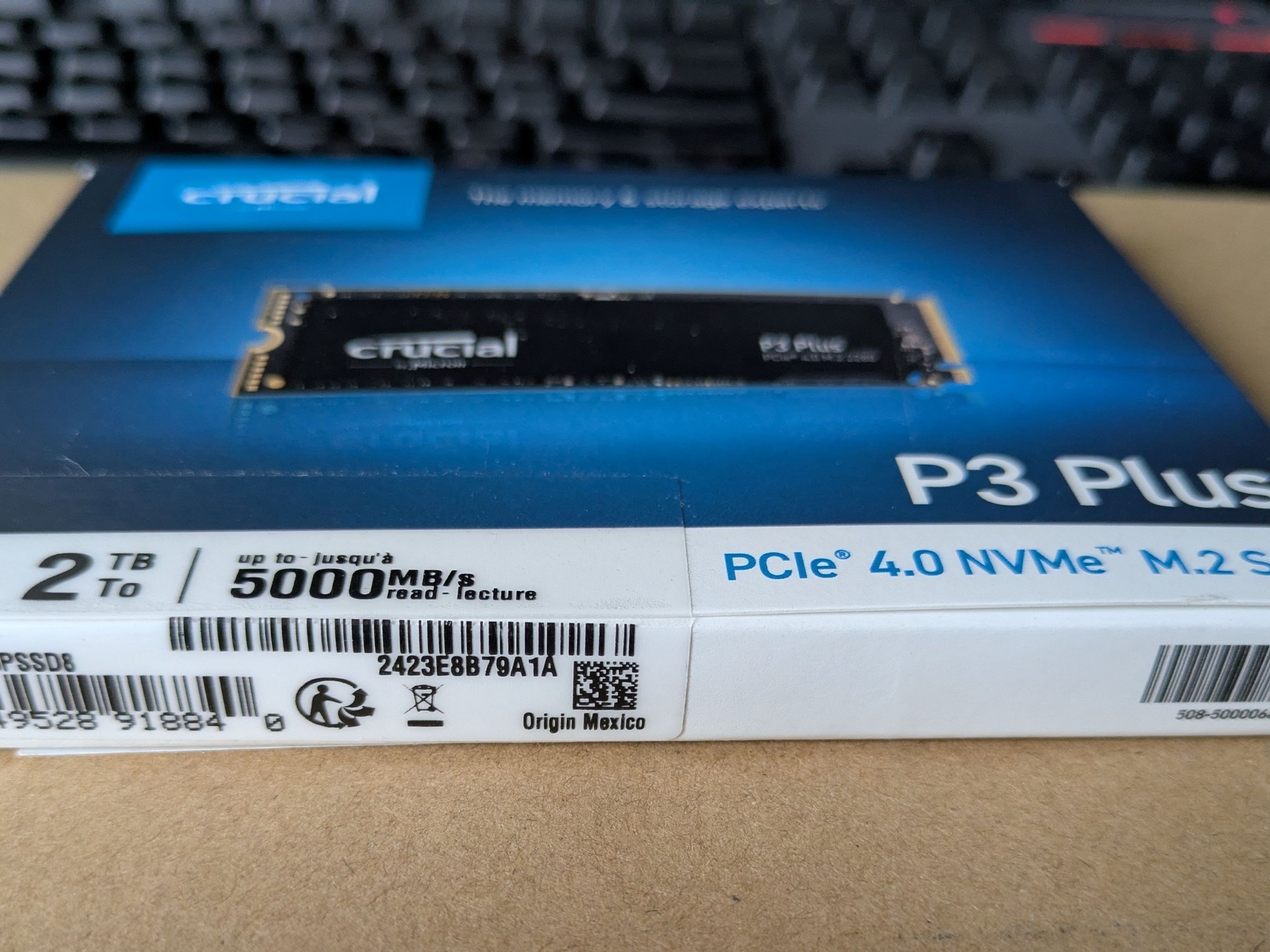 Crucial P3 Plus 2TB PCIe NVMe M.2 SSD, new in box