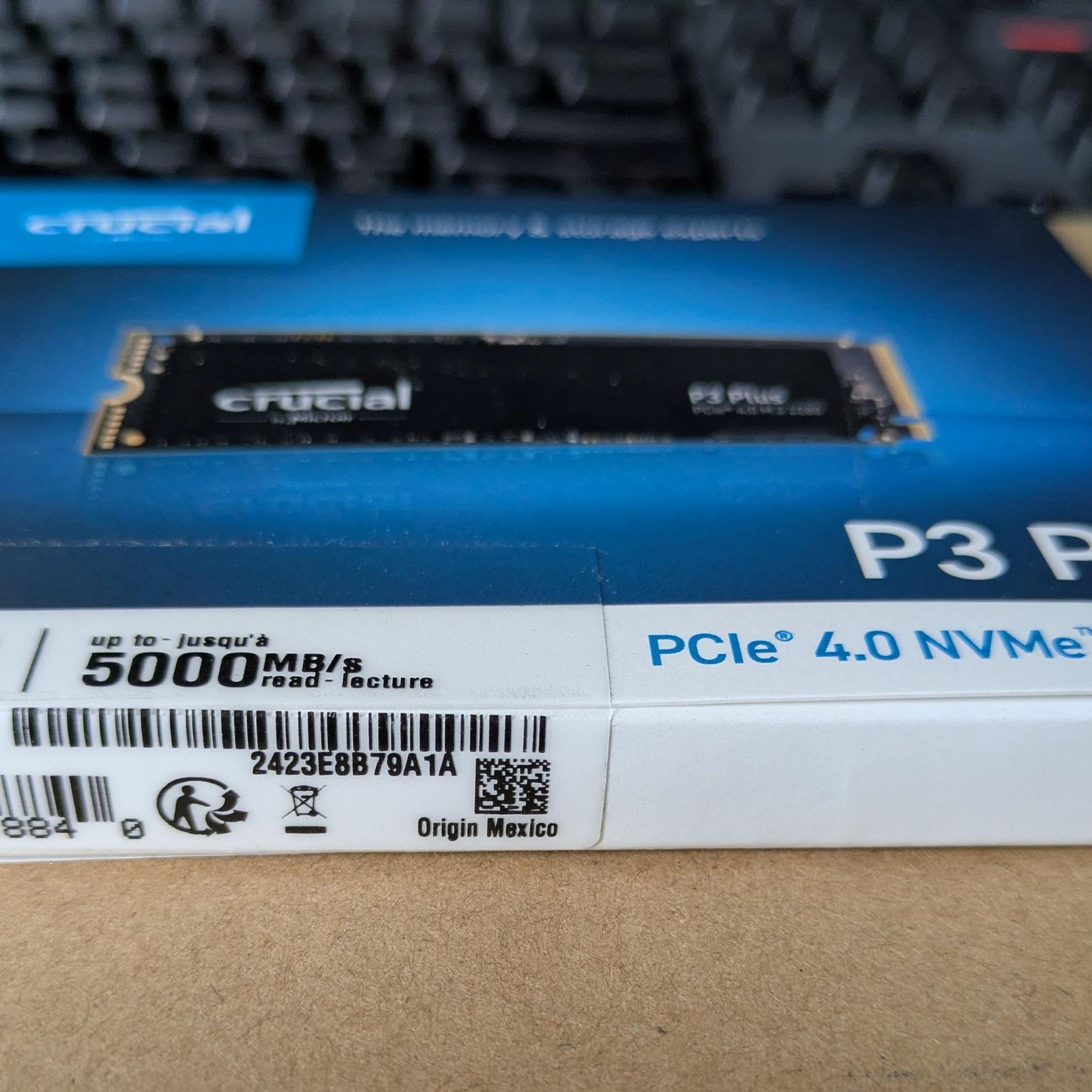 Crucial P3 Plus 2TB PCIe NVMe M.2 SSD, new in box