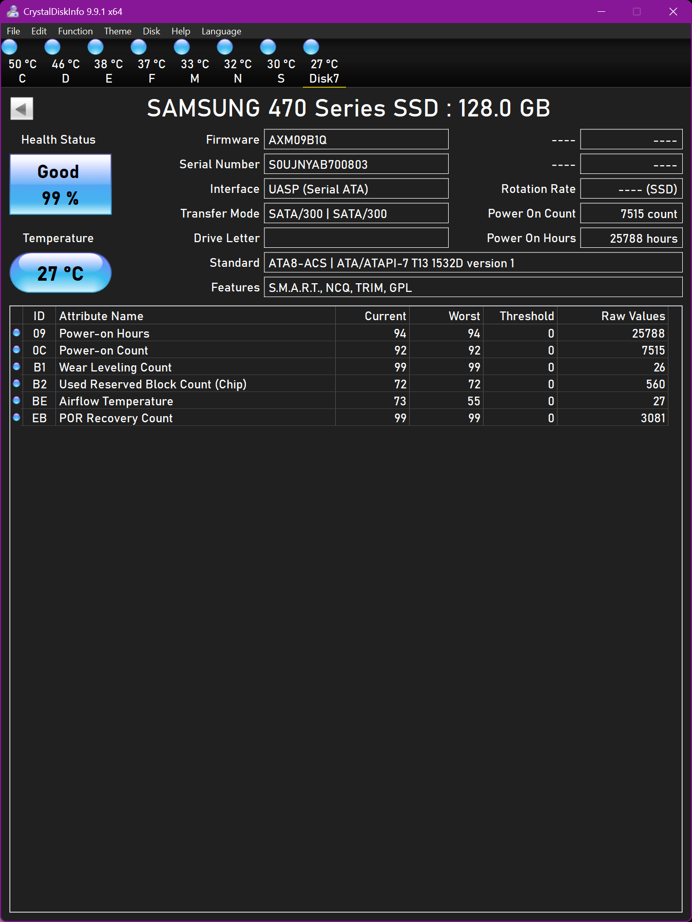 Samsung 470 Series 128GB SATAII 2.5"x9mm SSD