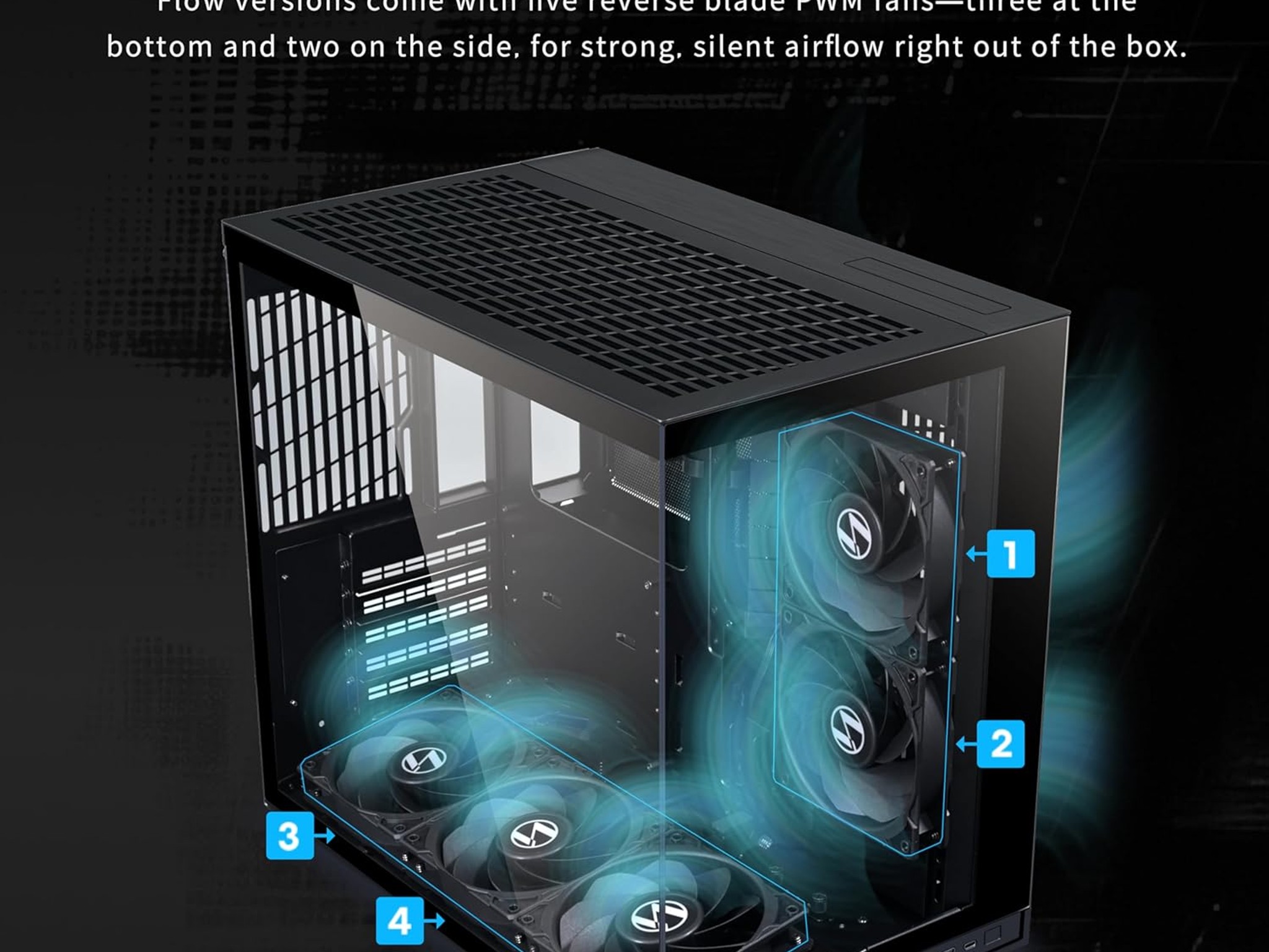 Lian Li O11D MINI V2 Flow-ATX Mid-Tower PC Case-Black-O11DMIV2FX