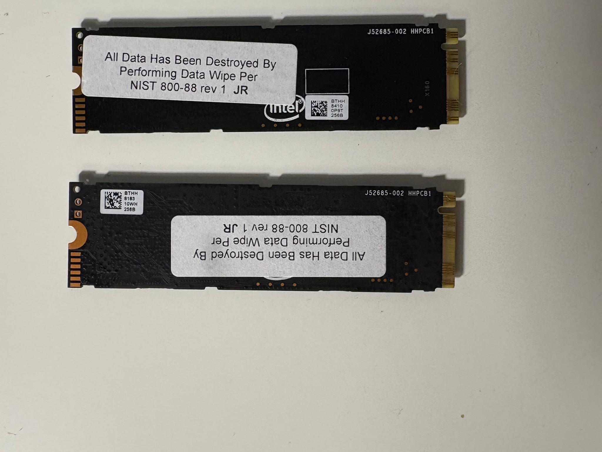 2 Pack - 256GB Intel SSDs, NVME PCIe Gen3.0x4