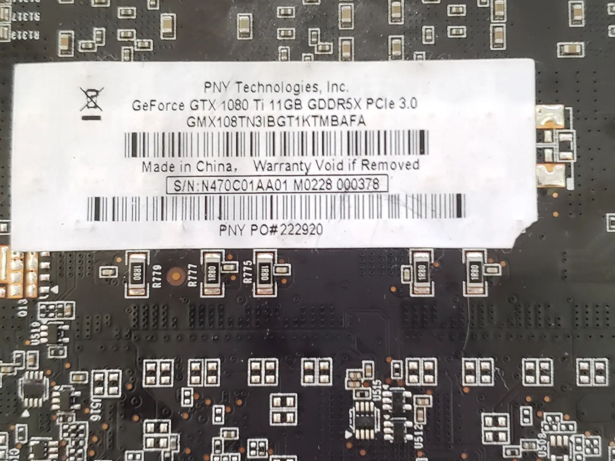 PNY GTX 1080 Ti graphics card with 11gb memory