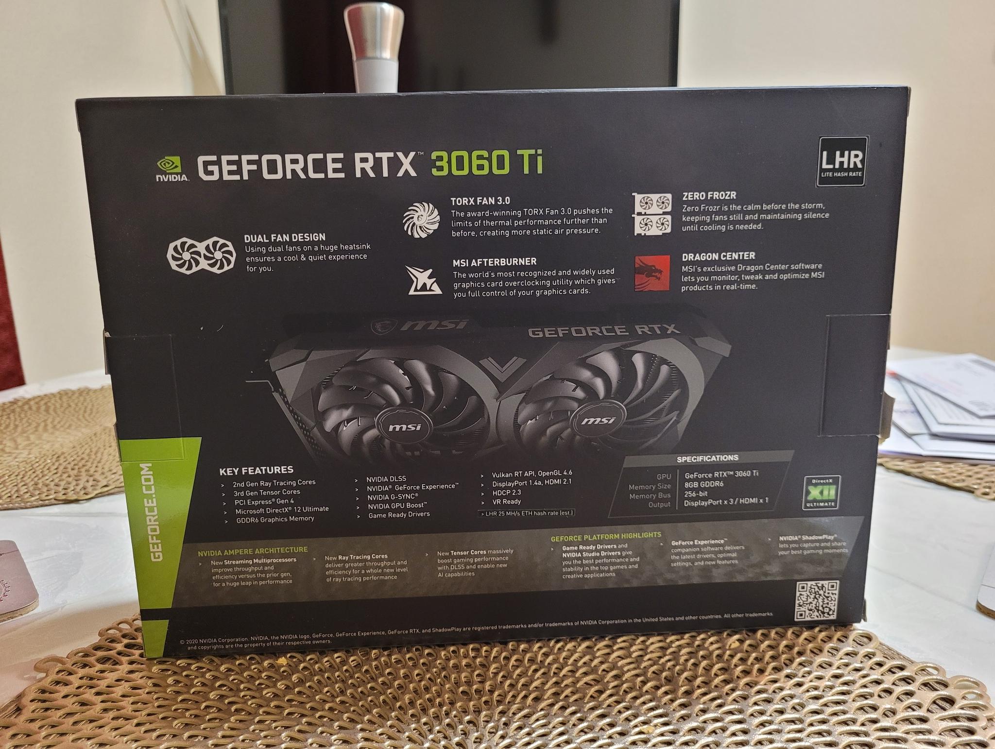 RTX 3060 Ti VENTUS 2X 8G OCV1 LHR Like new !!