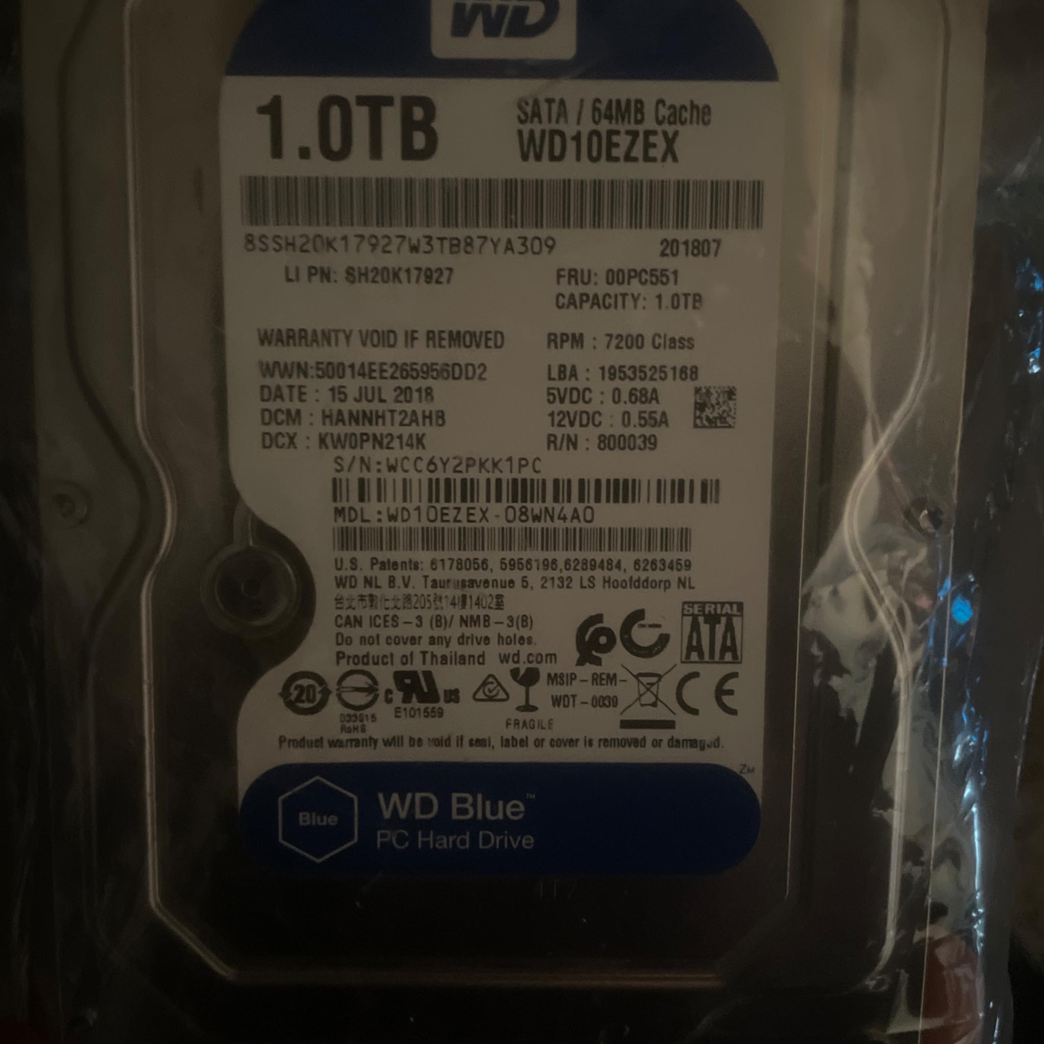 Western Digital Blue HDD 1 & 2 TB