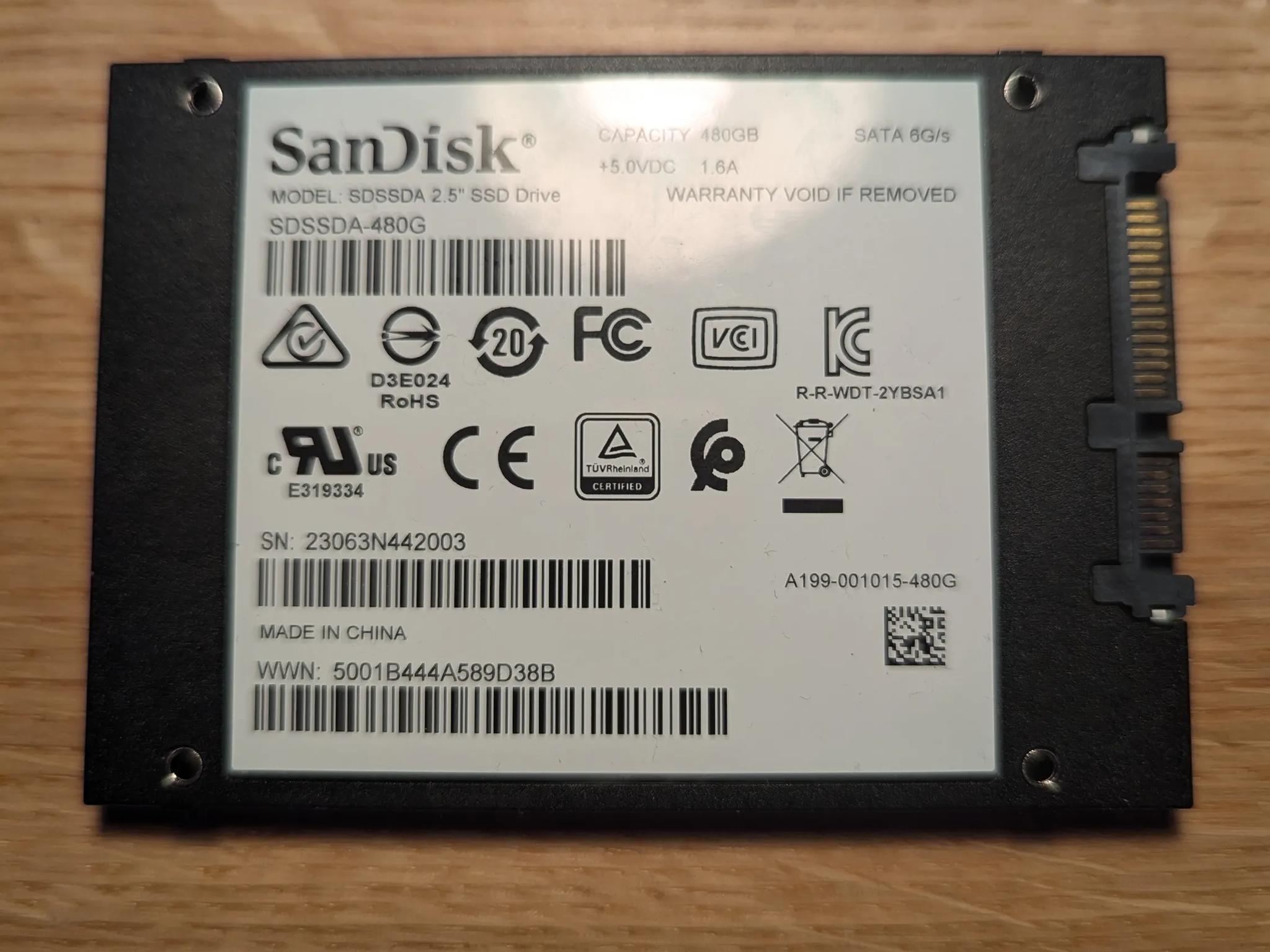 480 GB SanDisk SATA SSD